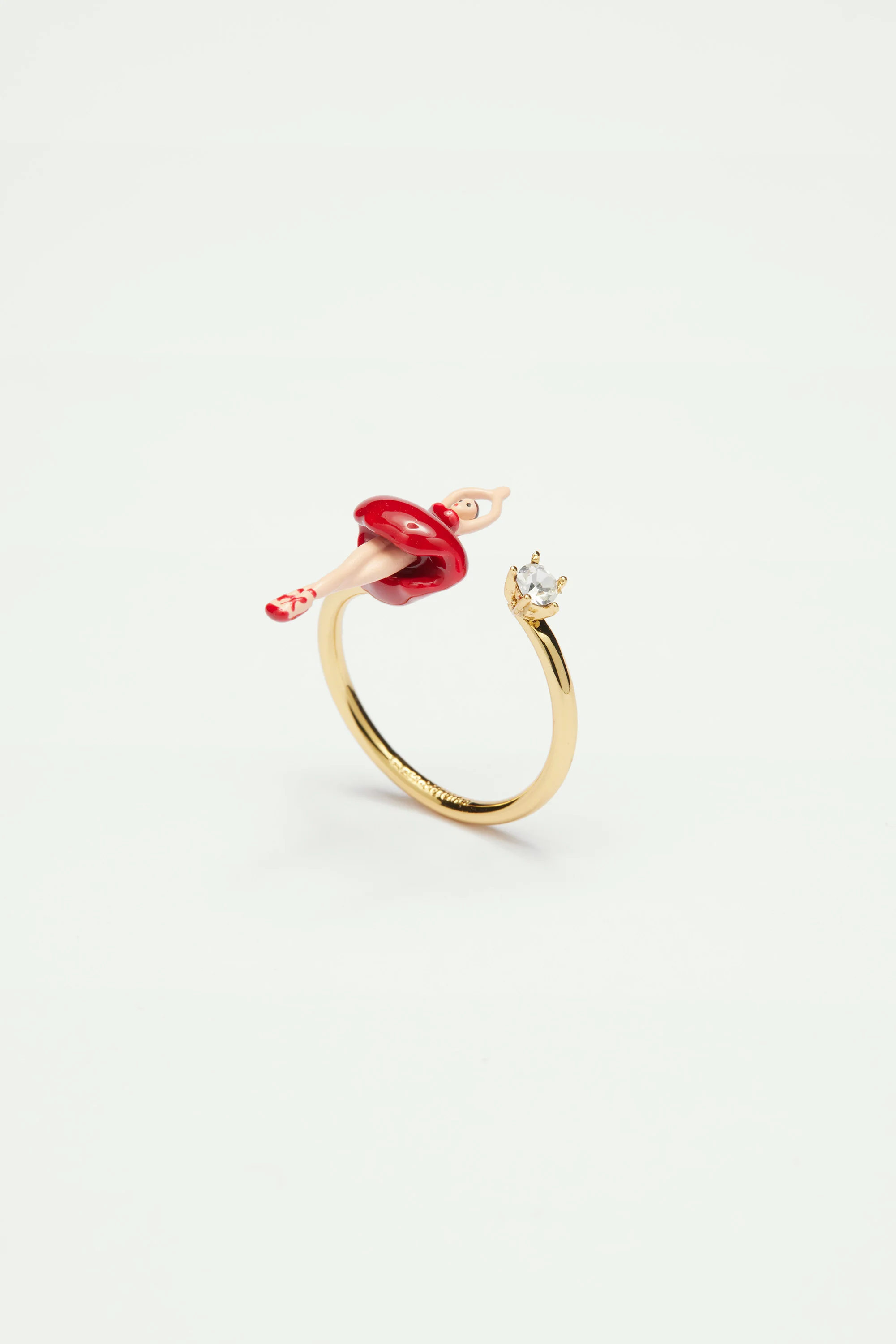 Bague ajustable mini ballerine en tutu rouge