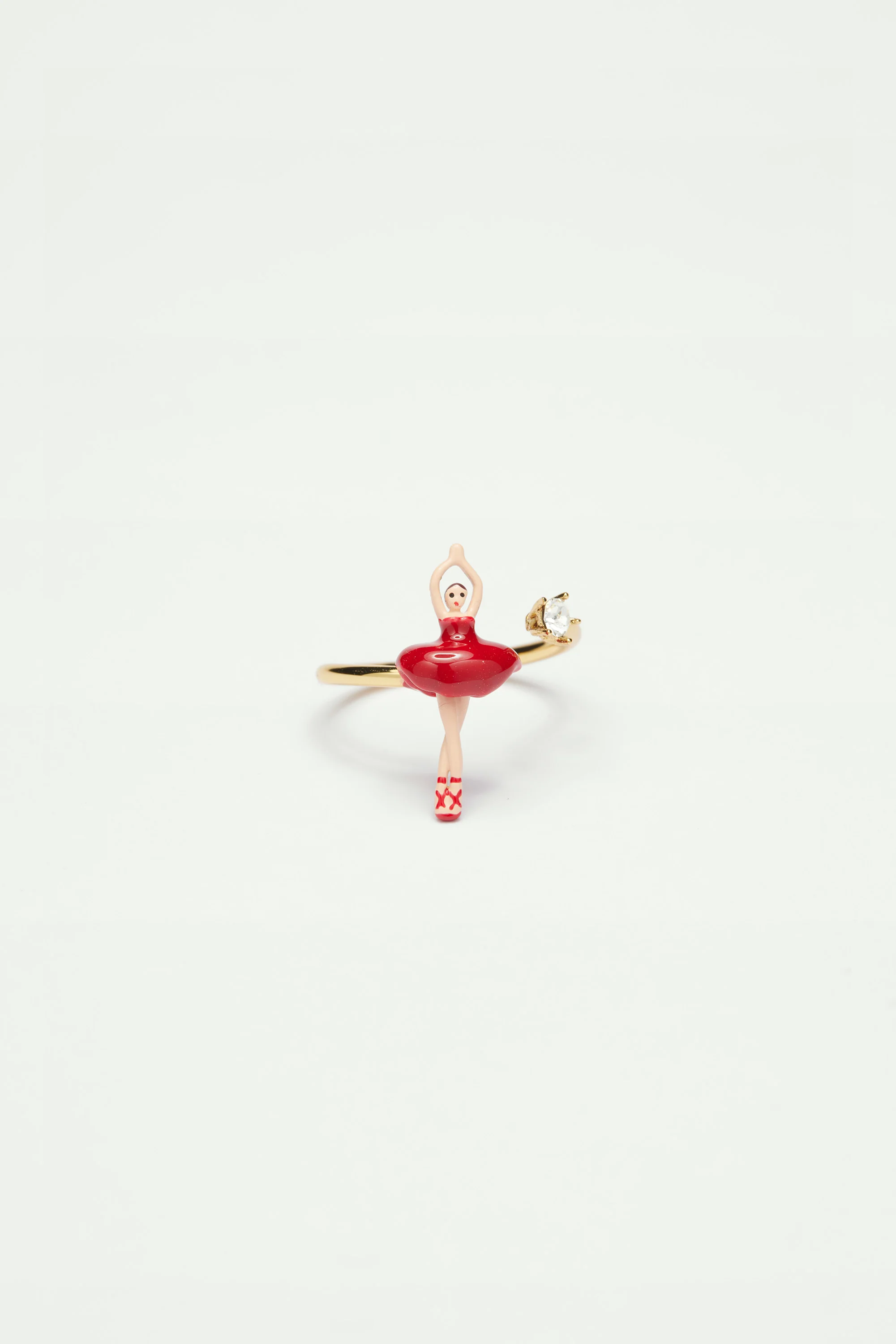 Bague ajustable mini ballerine en tutu rouge - Image 2