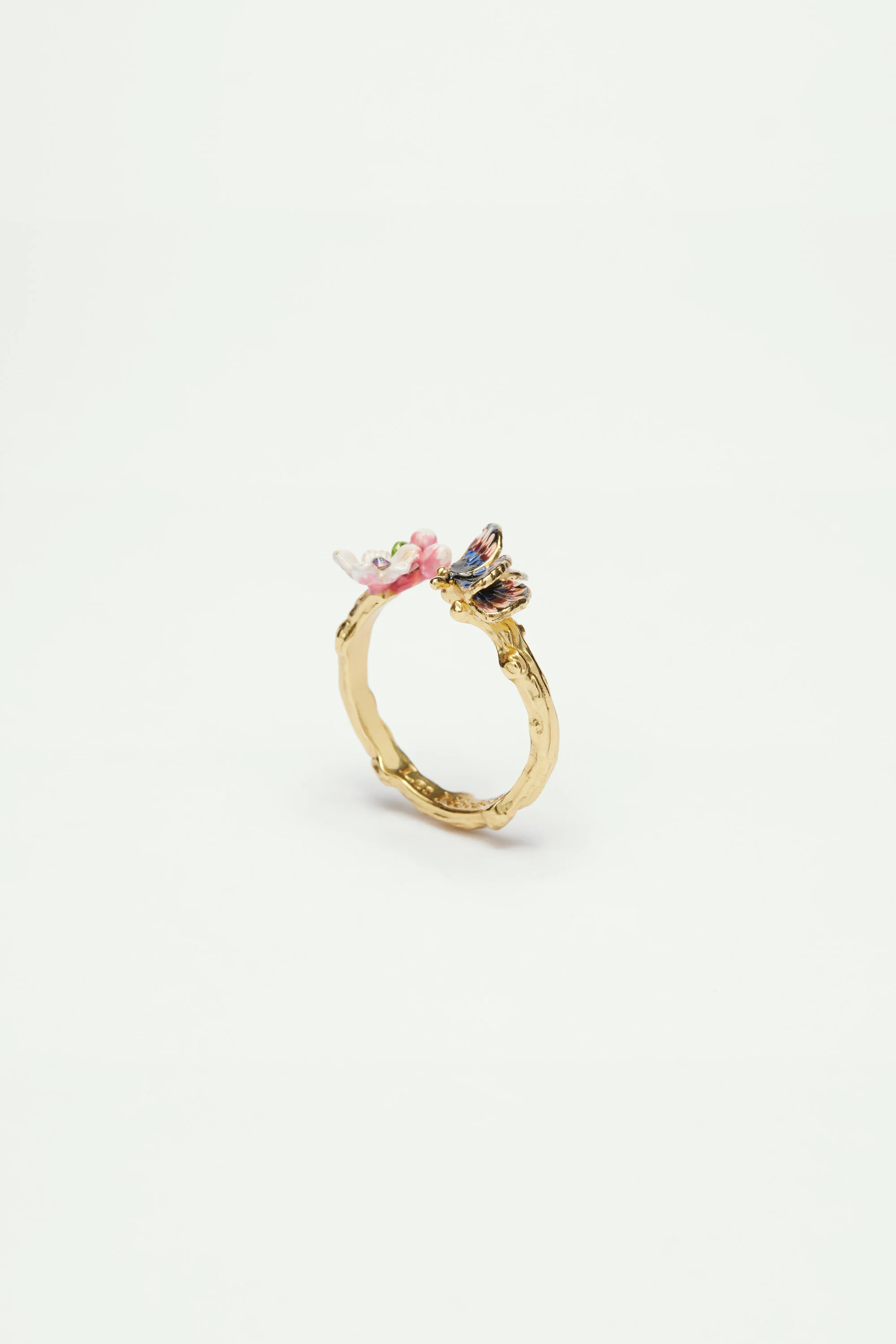 Bague ajustable papillon du japon et fleur de cerisier