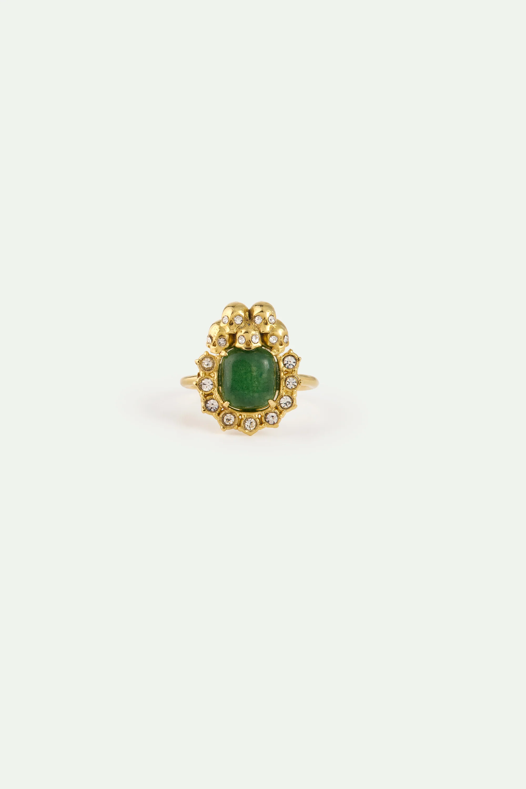 Bague aventurine verte, crânes et cristaux - Image 9