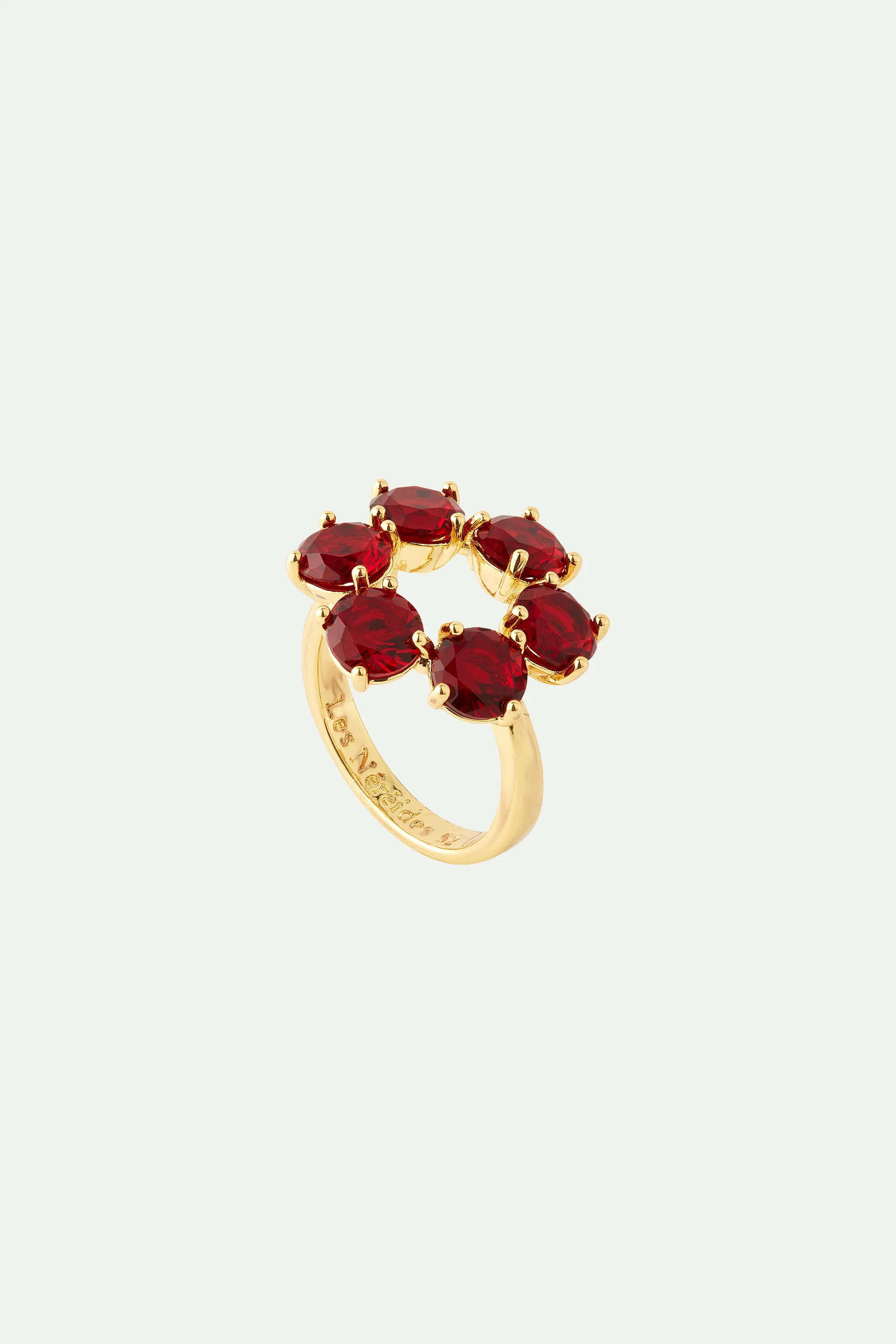 Bague fine 6 pierres La Diamantine rouge grenat