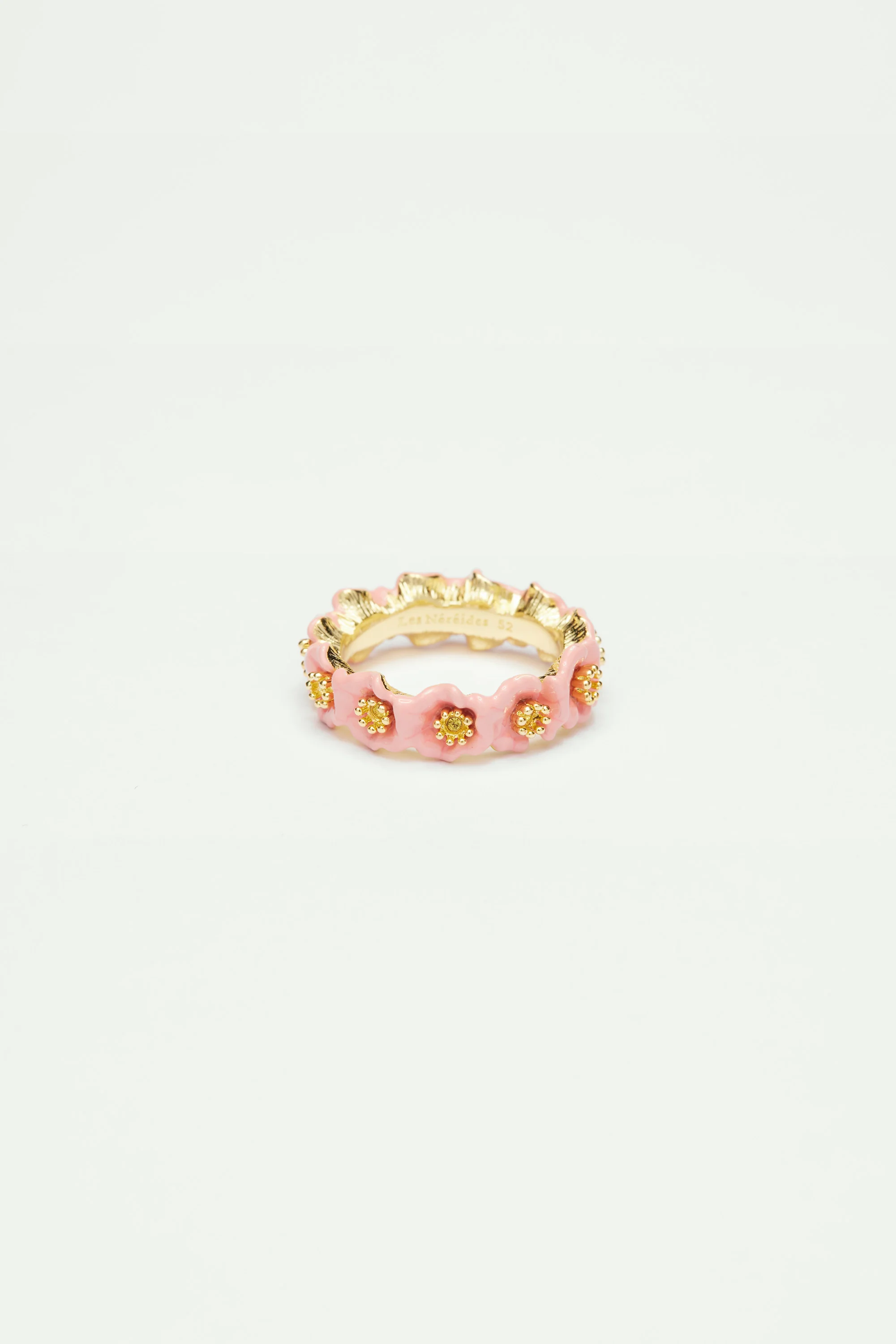 Bague fine fleurs roses et pistils dorés - Image 8