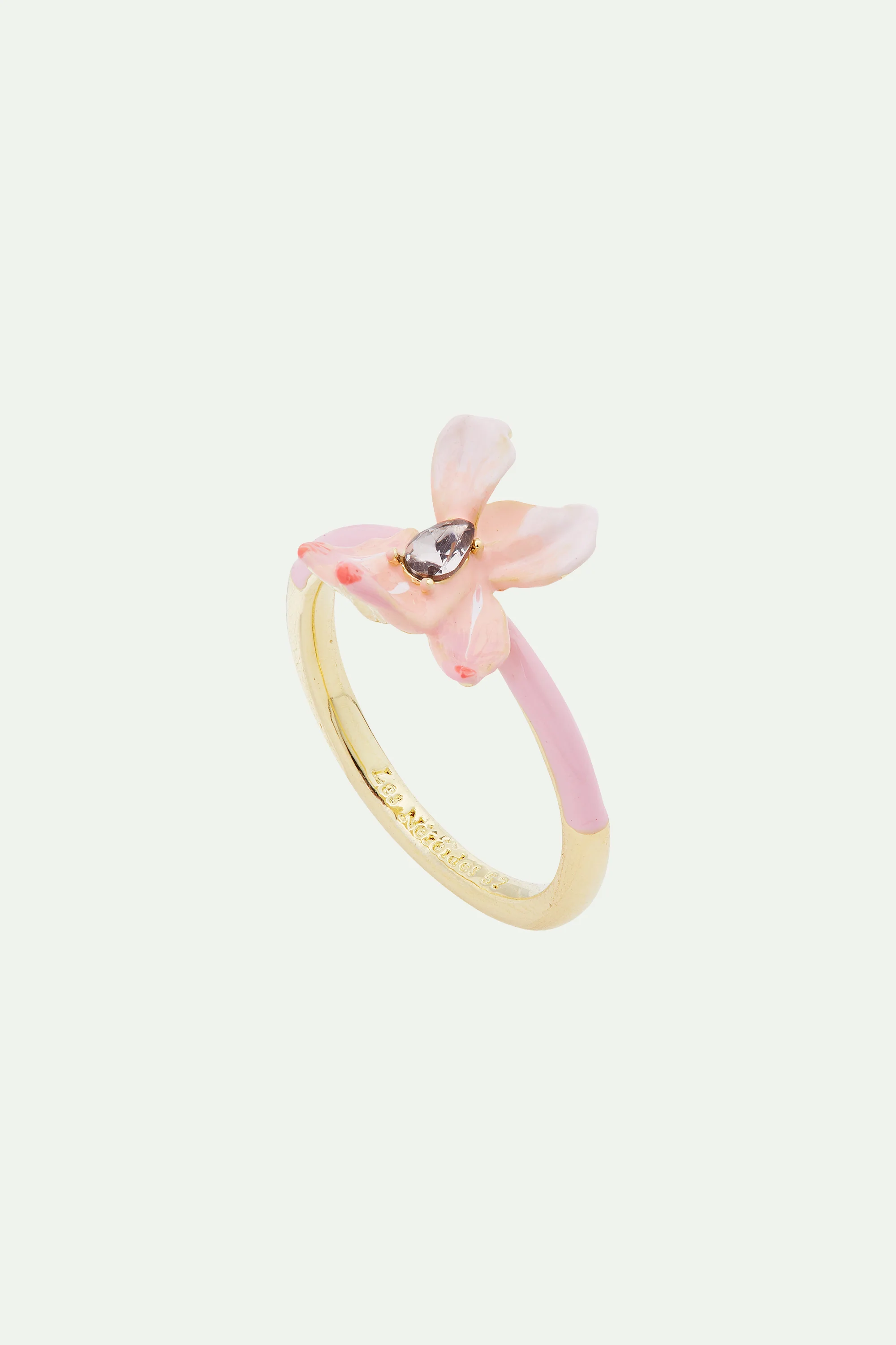 Bague Iris rose poudré et cristal - Image 4