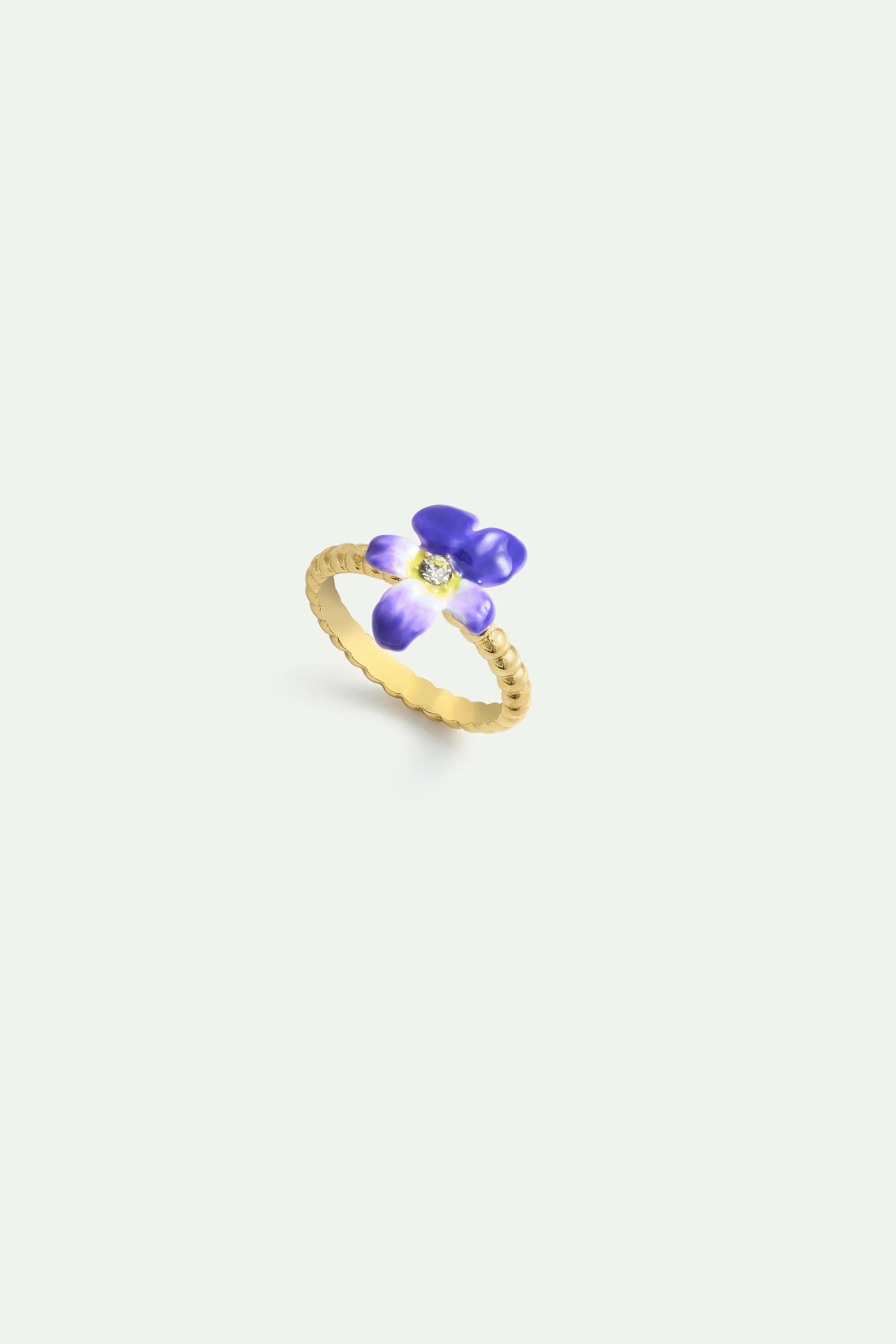 Bague petite violette et cristal facetté - Image 3