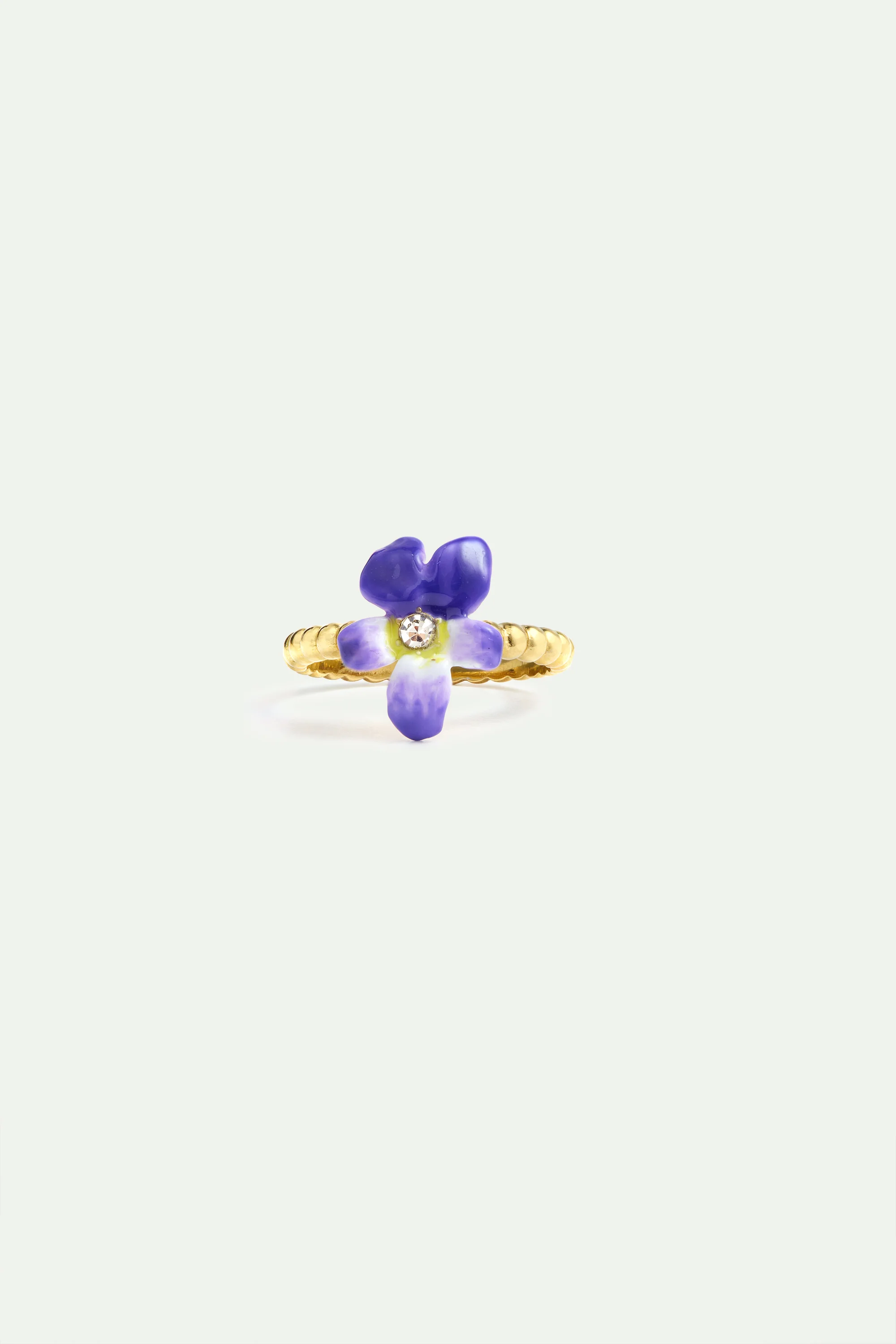 Bague petite violette et cristal facetté - Image 4