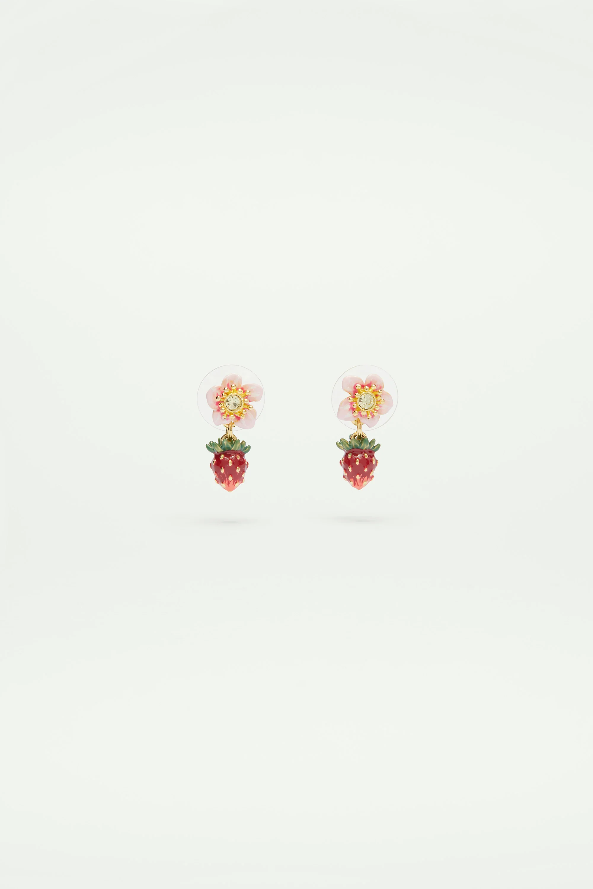 Boucles d’oreilles fraise des bois et fleur de rose