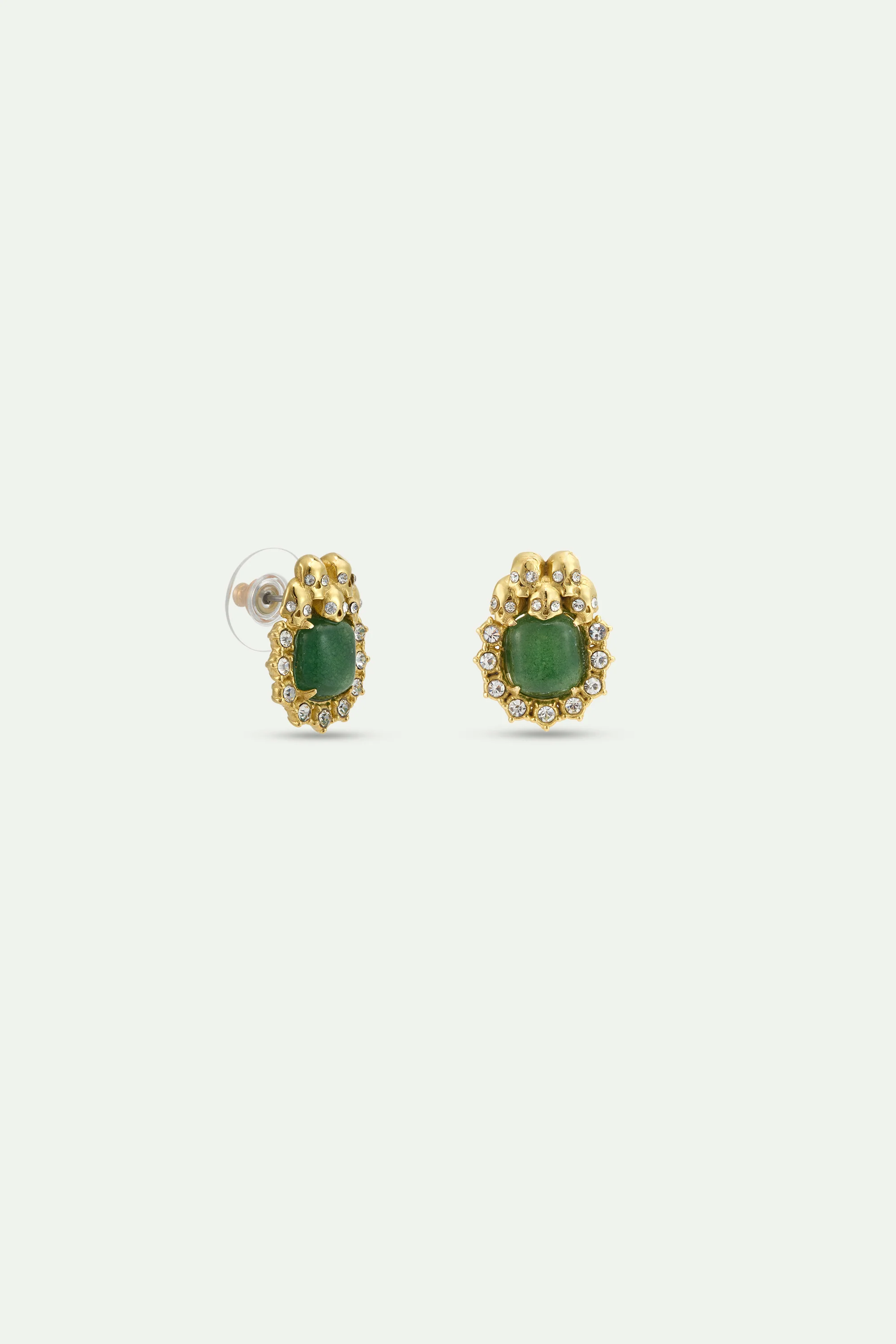 Boucles d'oreilles aventurine verte, crânes et cristaux - Image 3