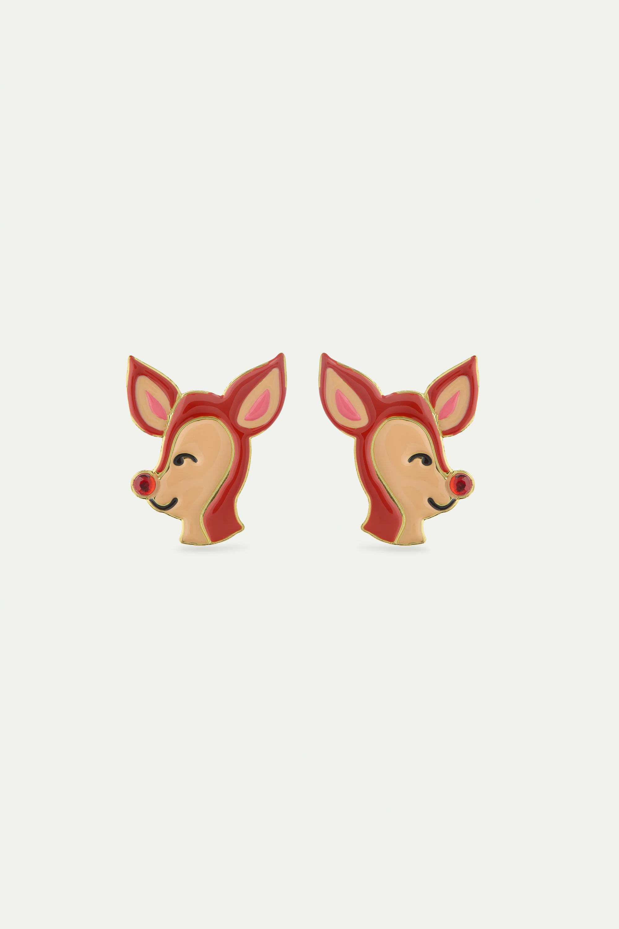 Boucles d'oreilles biche et strass rouge