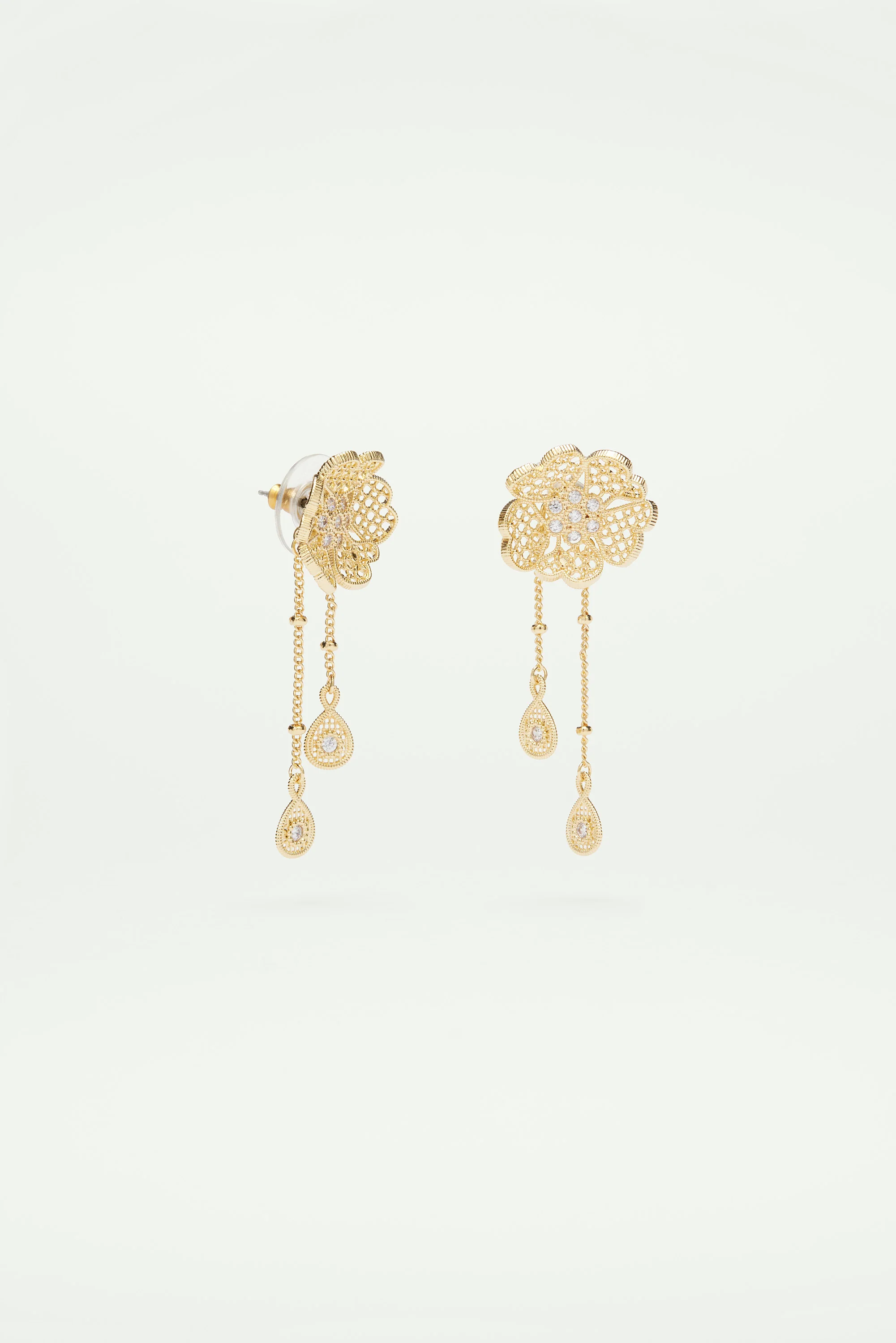 Boucles d'oreilles deux en un fil d'or - Image 3
