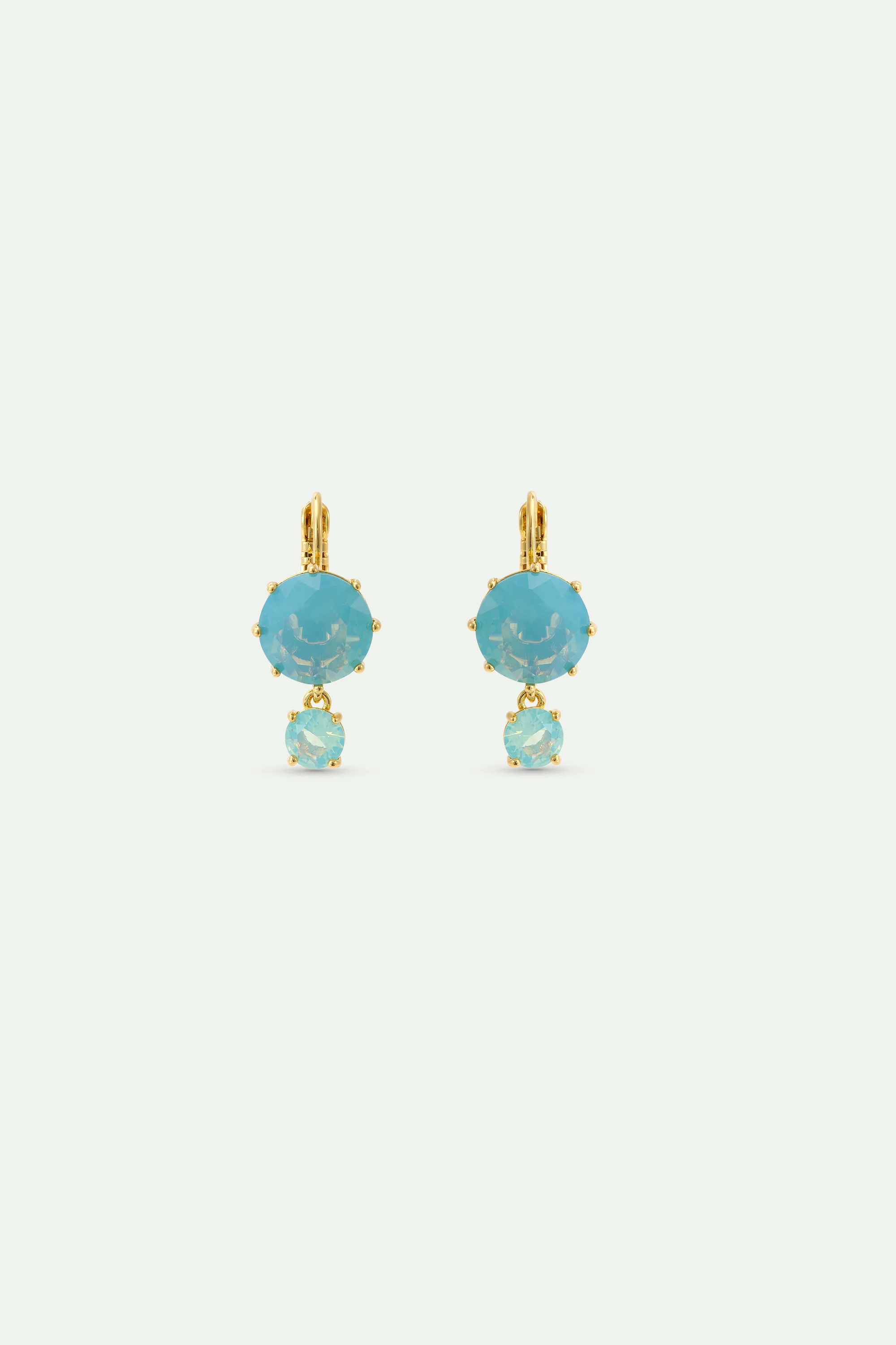 Boucles d'oreilles dormeuses deux pierres La Diamantine Rouge Grenat
