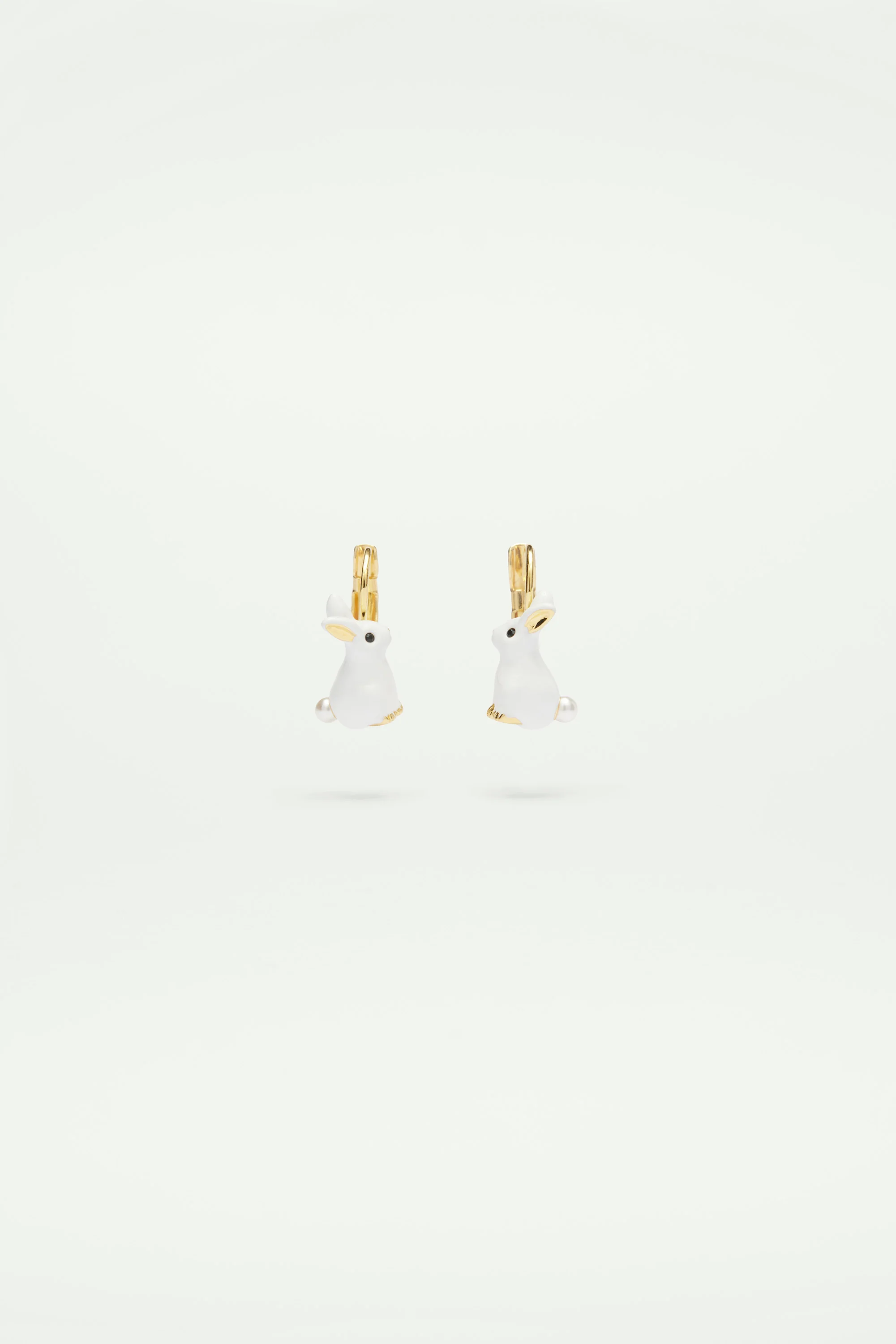 Boucles d'oreilles dormeuses lapin et perle