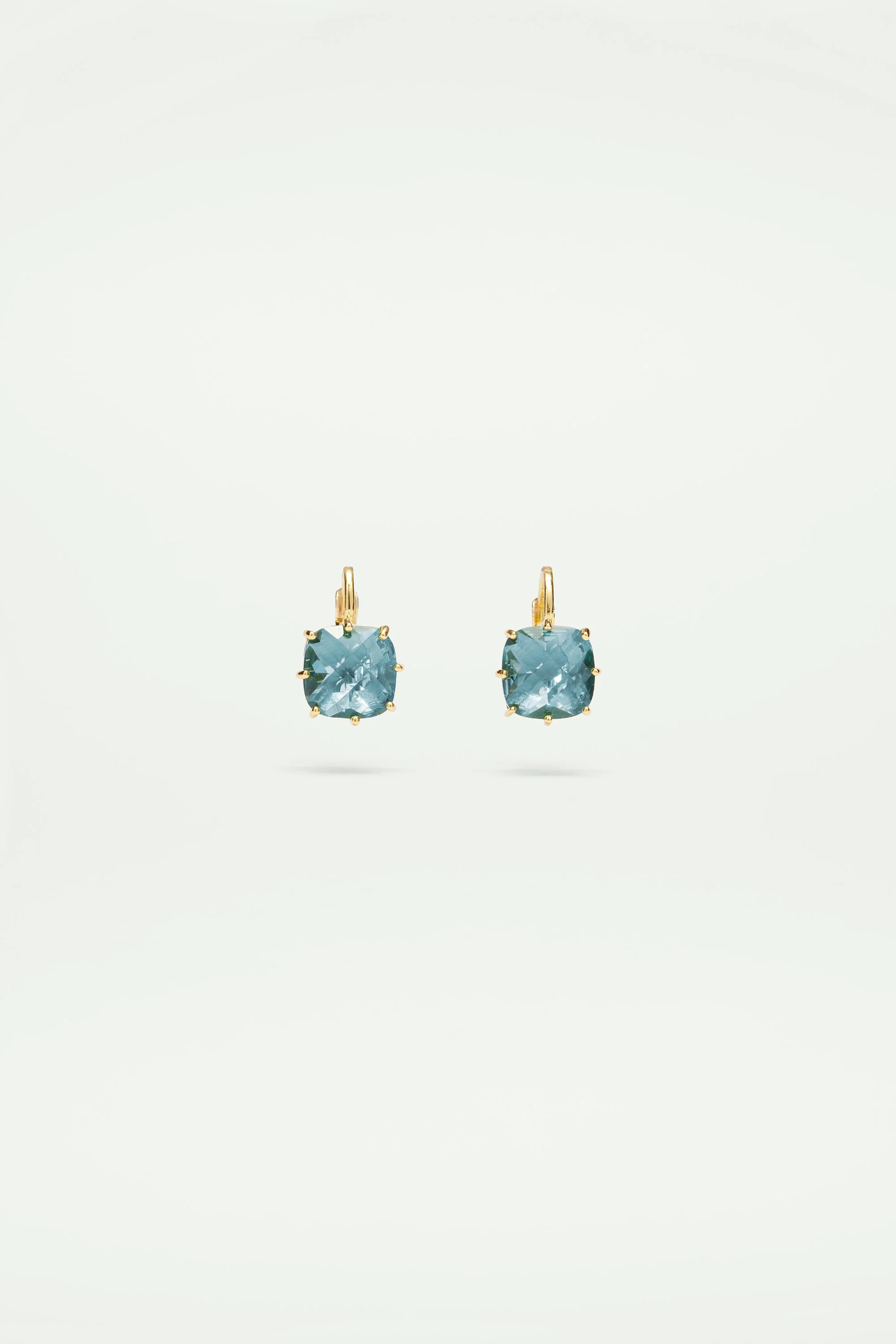 Boucles d'oreilles dormeuses pierre carrée la diamantine acqua azzura