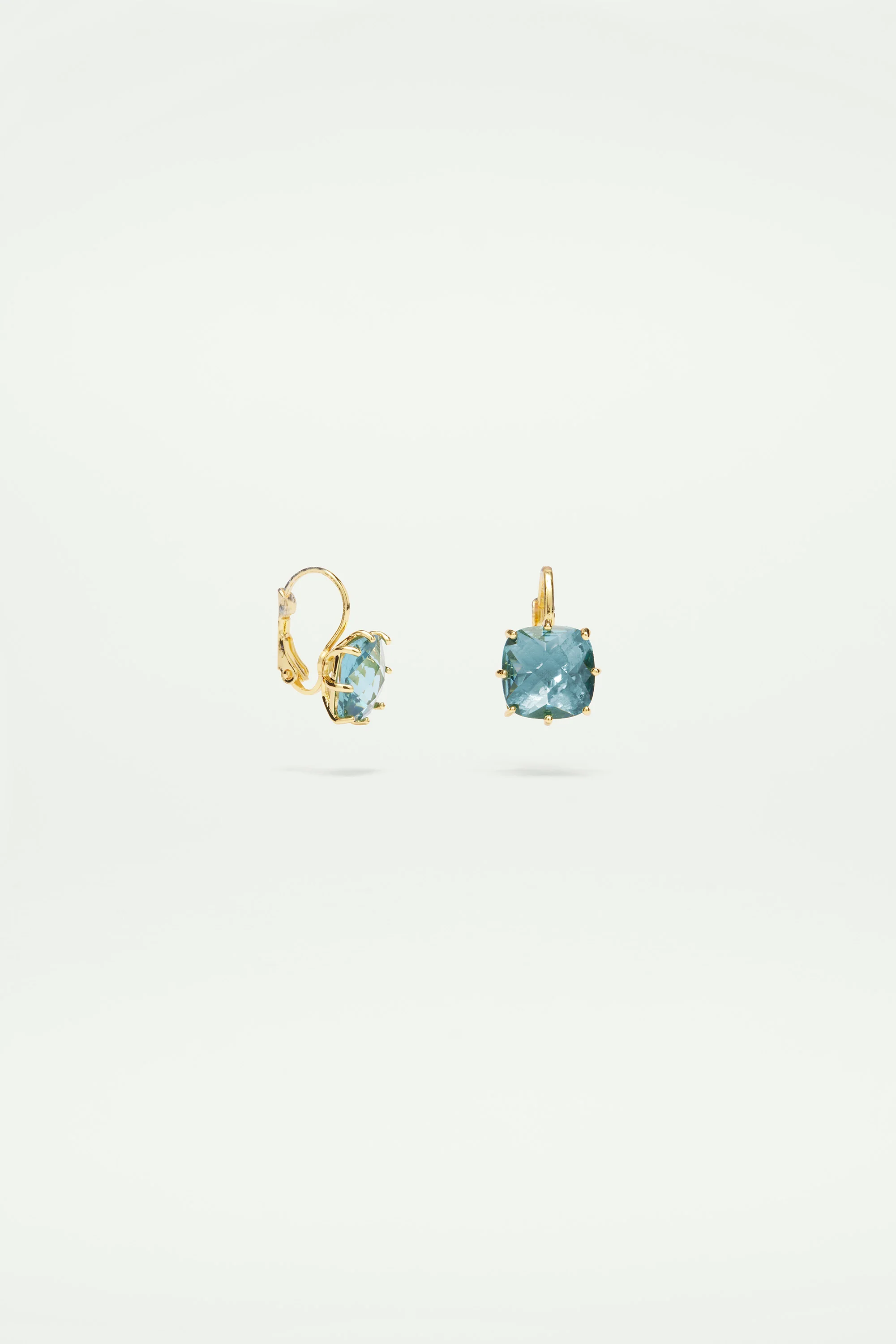 Boucles d'oreilles dormeuses pierre carrée la diamantine acqua azzura - Image 2