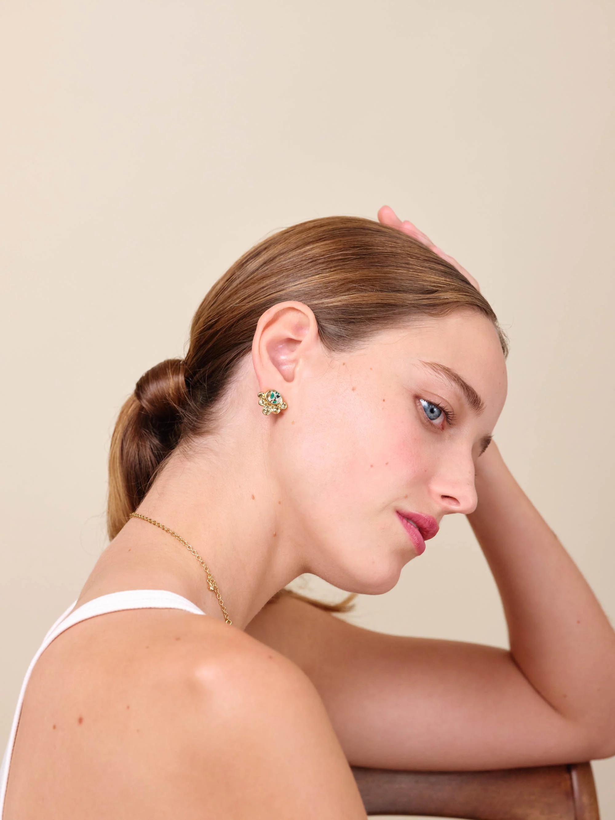 Boucles d'oreilles dormeuses terrazzo - Image 2