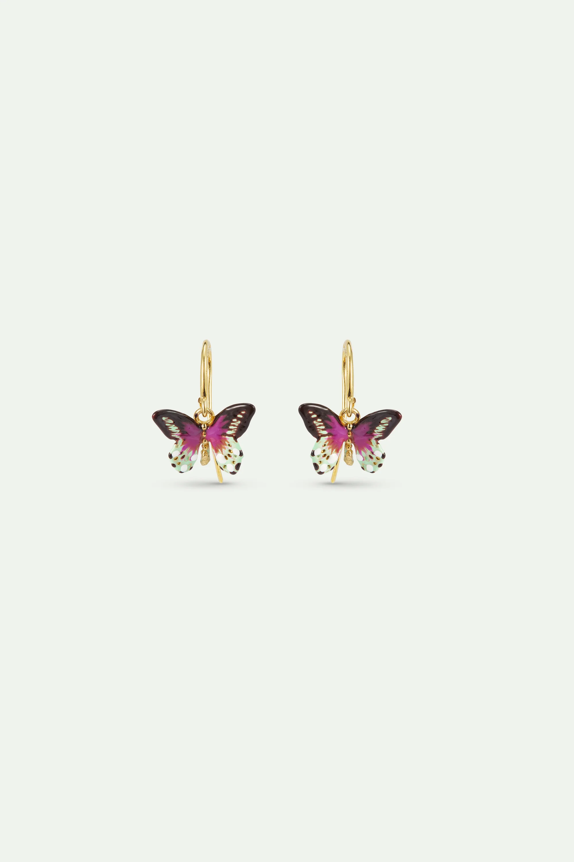 Boucles d'oreilles hook Papillon vert et violet