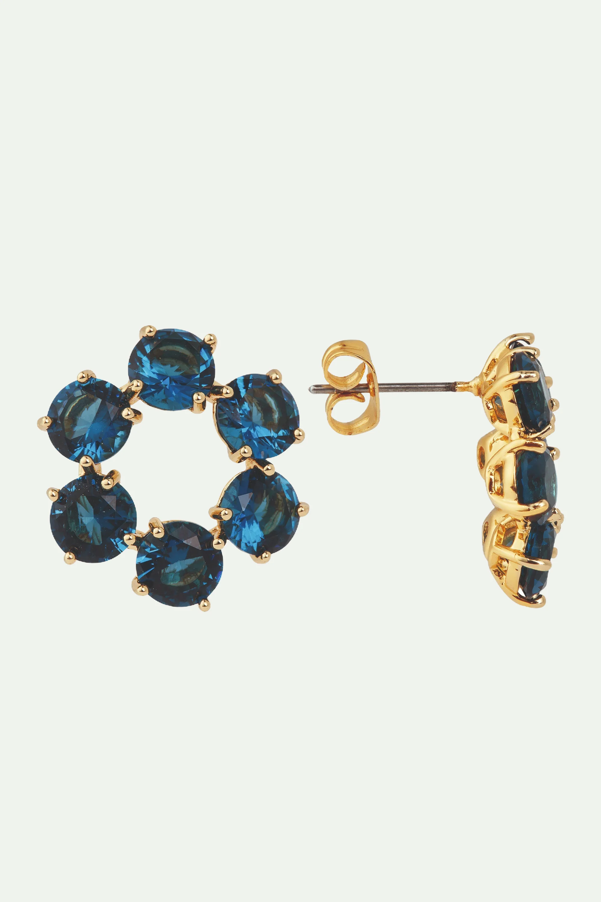 Boucles d'oreilles tiges 6 pierres La Diamantine Bleu Océan - Image 2