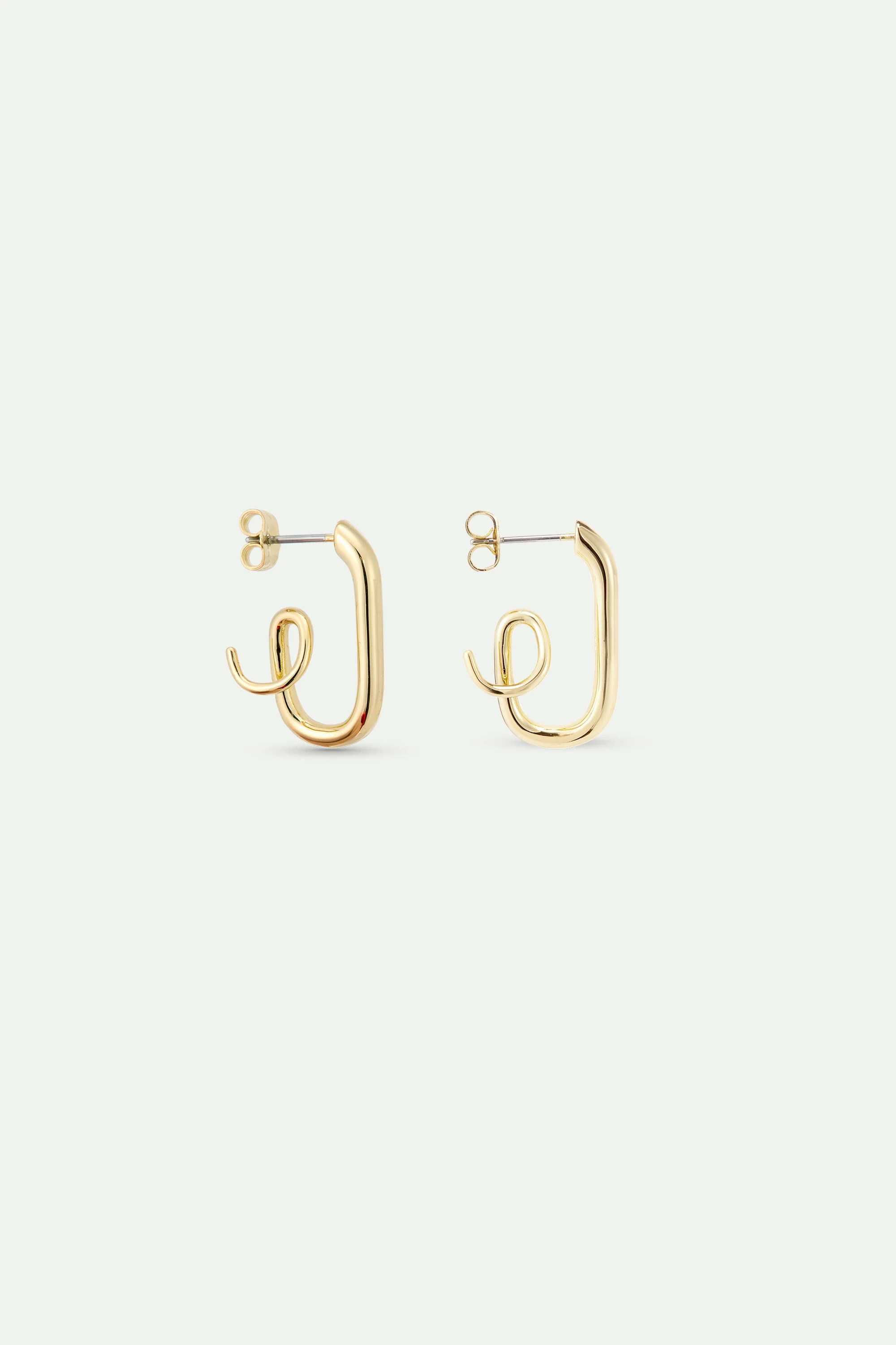 Boucles d'oreilles tiges créoles dorées - Image 2