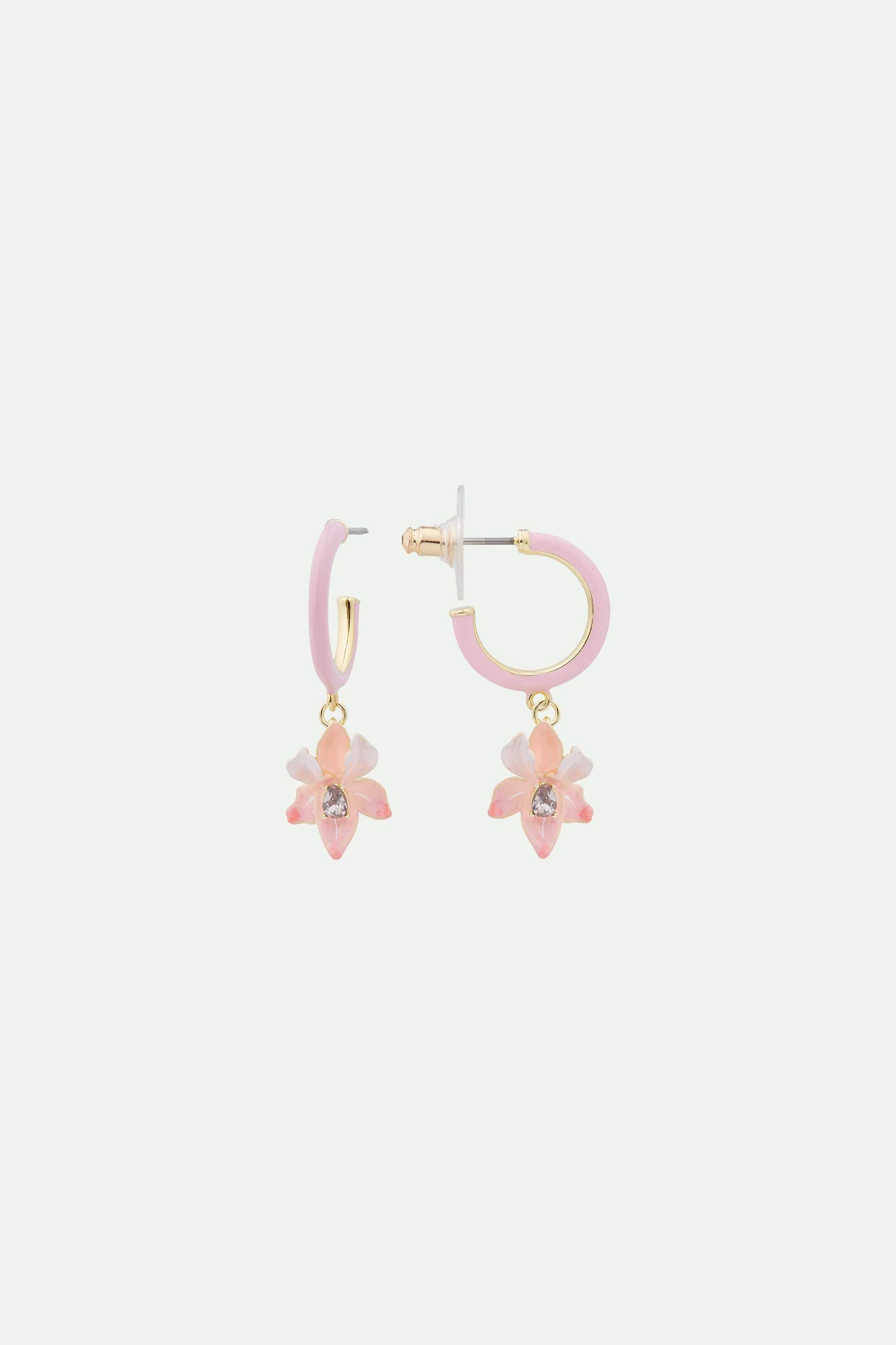 Boucles d'oreilles tiges Iris rose poudré