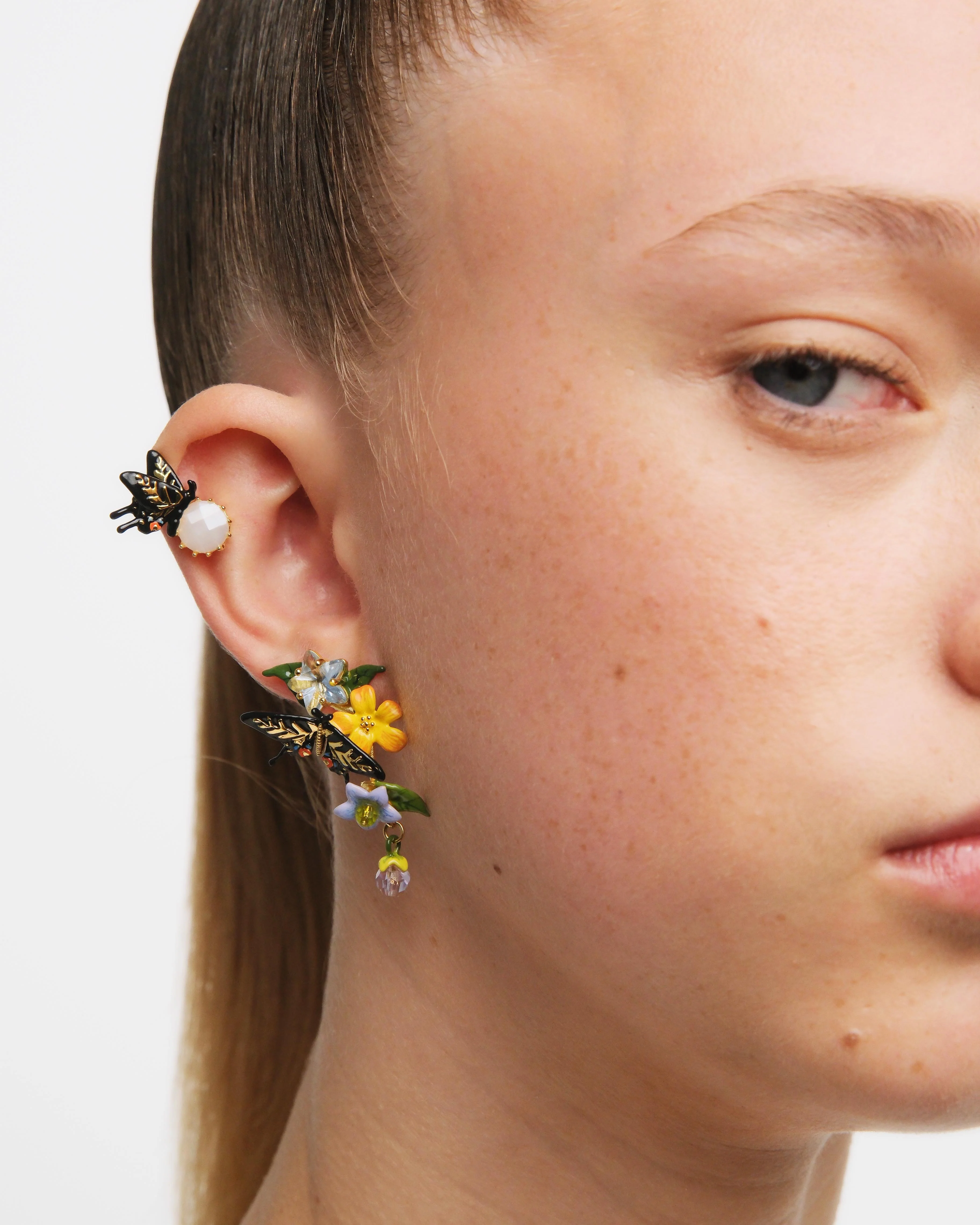 Boucles d'oreilles tiges papillon et verre facetté - Image 4