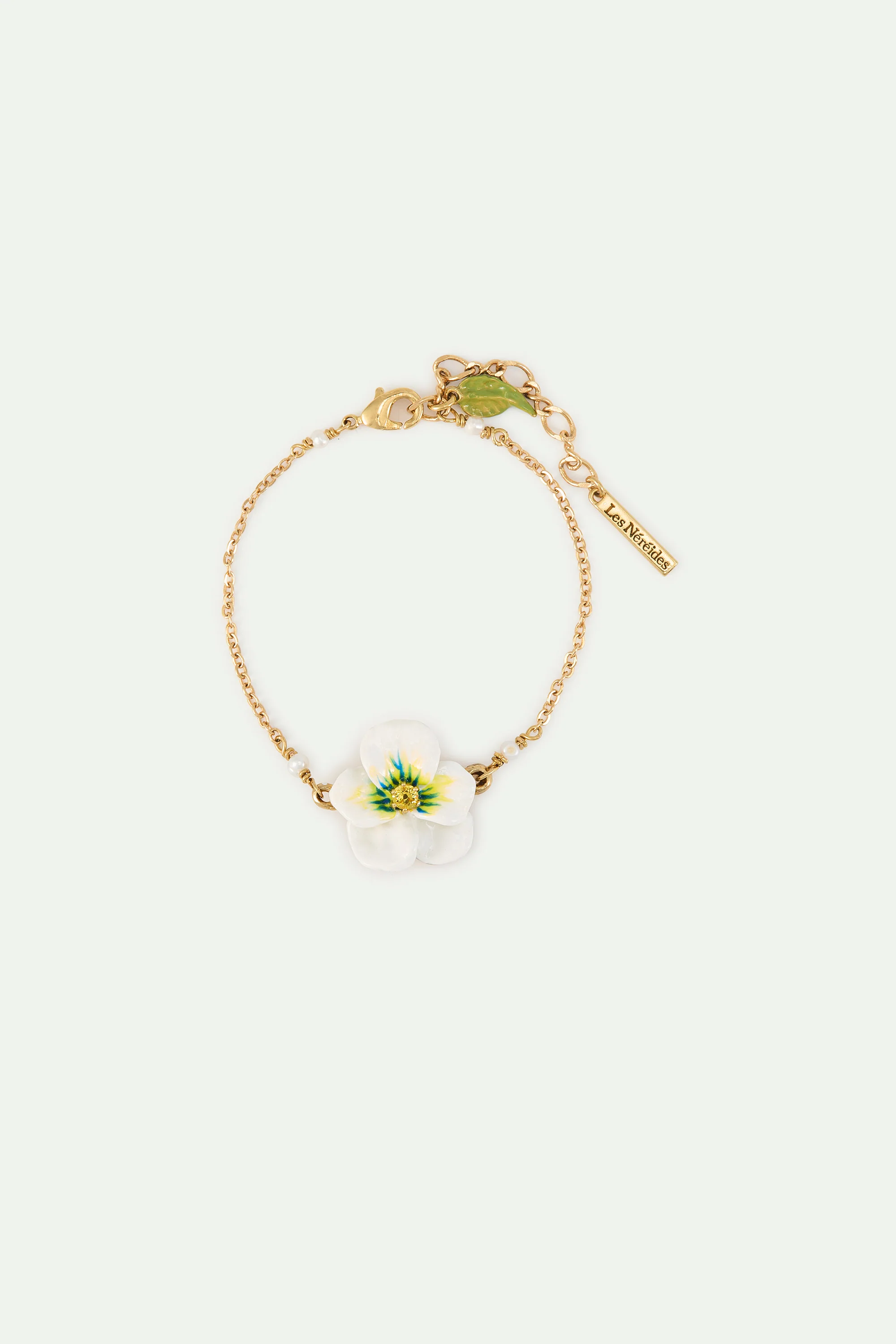 Bracelet fin pensée blanche et cristal taillé