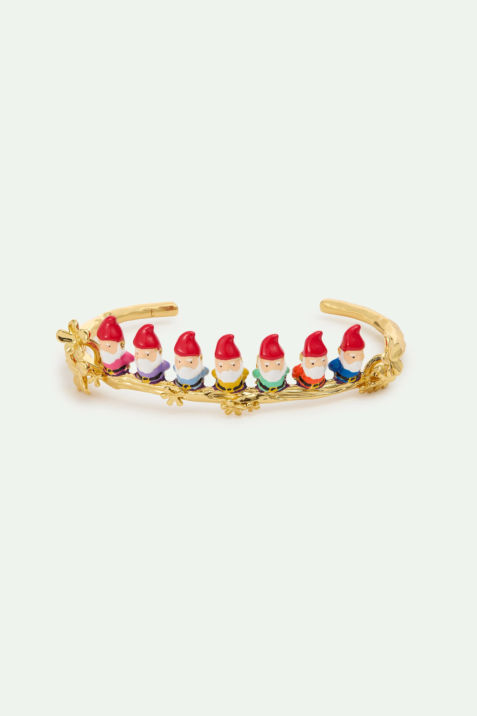 Bracelet jonc les Sept Nains et fleurs dorées - Image 2