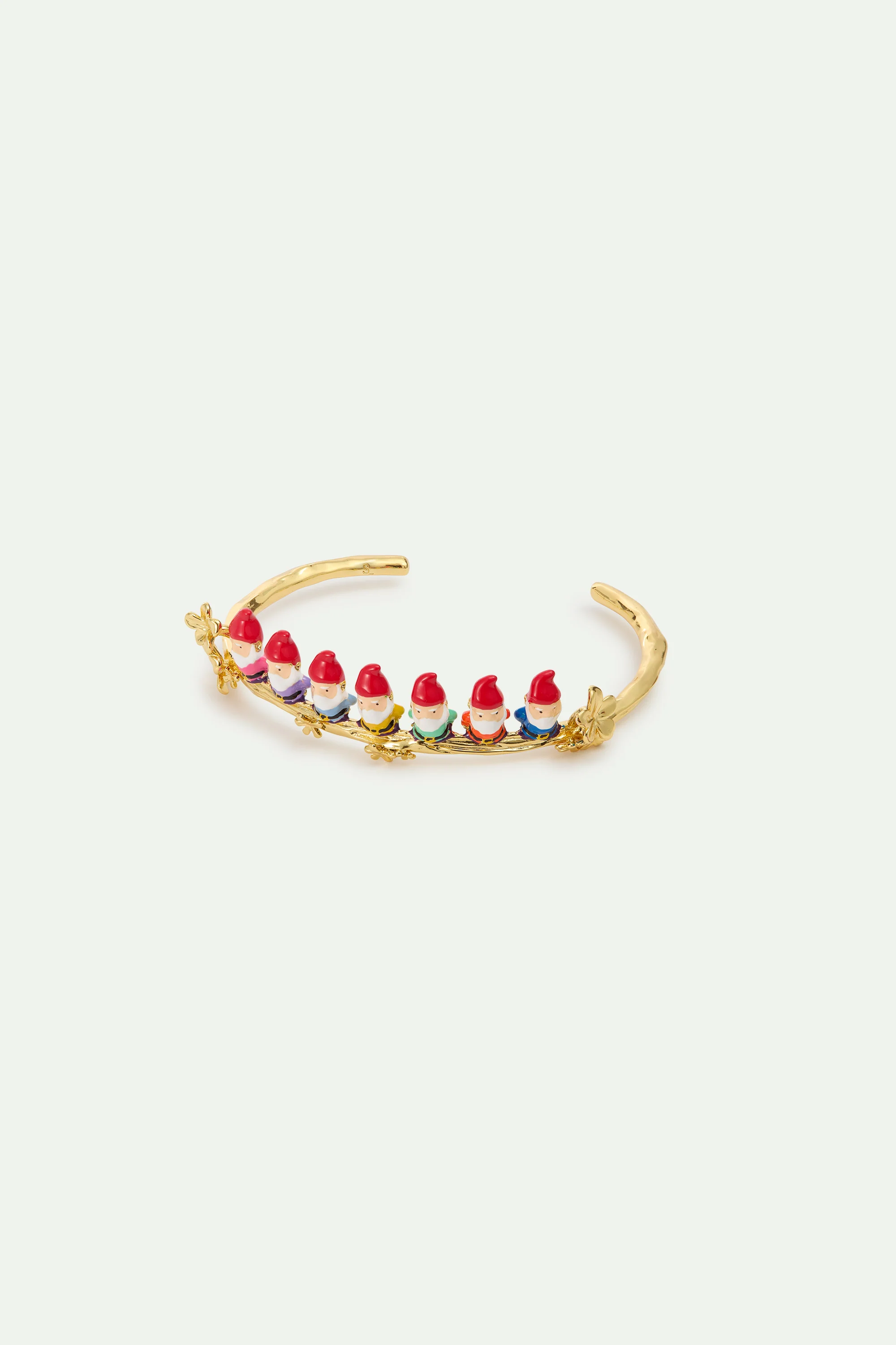 Bracelet jonc les Sept Nains et fleurs dorées - Image 3