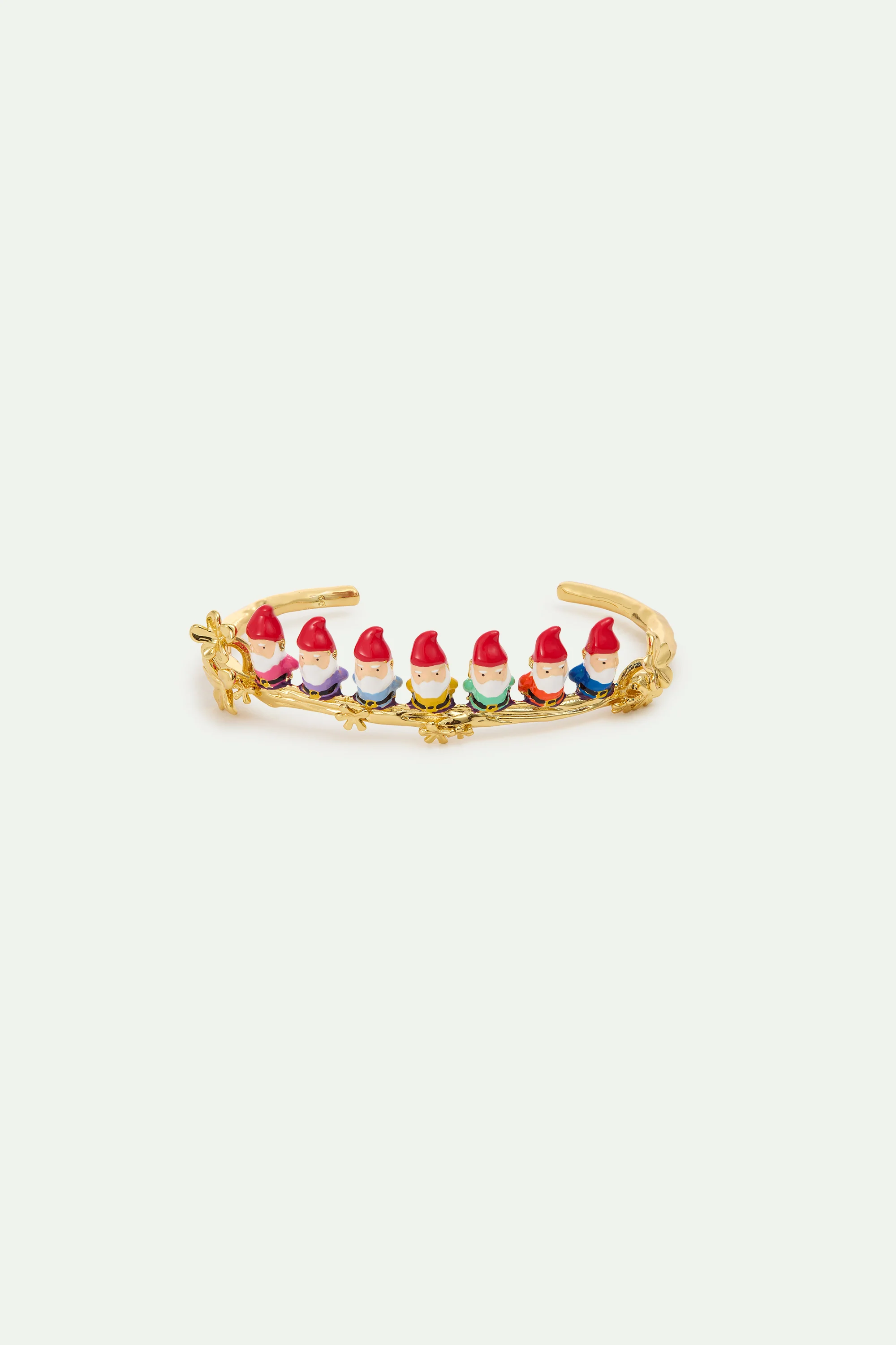 Bracelet jonc les Sept Nains et fleurs dorées - Image 4