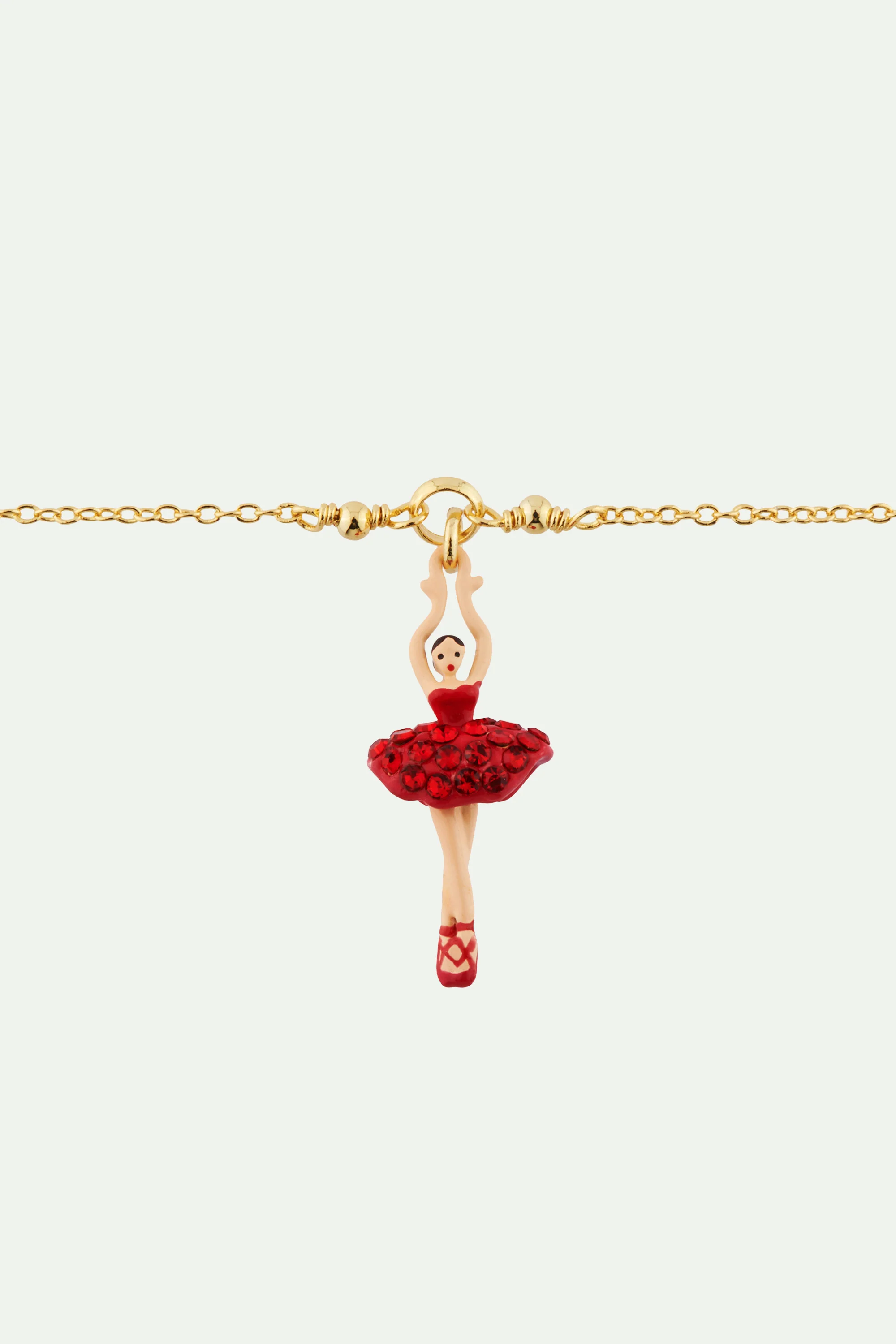 Bracelet mini ballerine en tutu pavé de strass rouges - Image 2