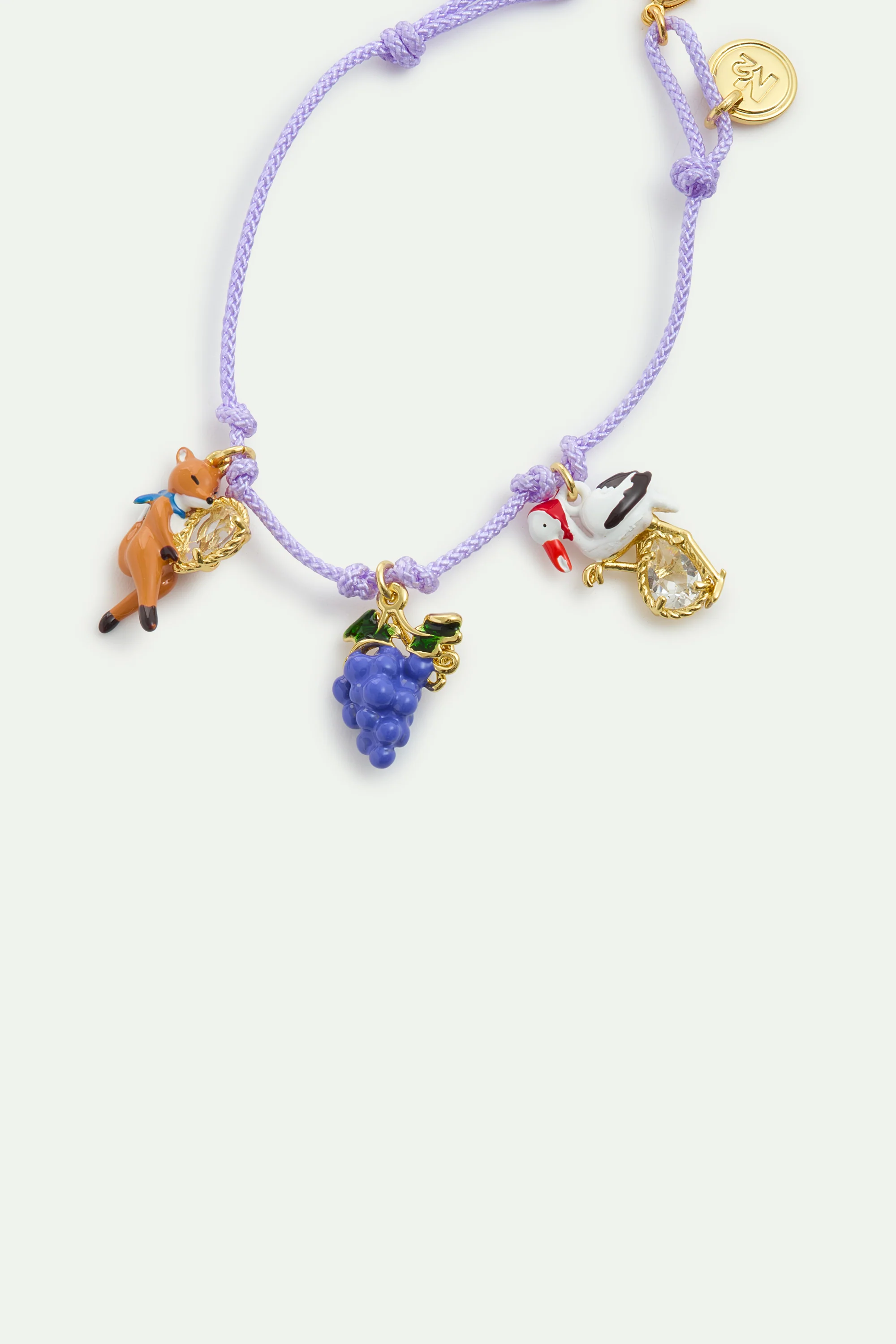 Bracelet violet le Renard et la Cigogne, raisin et verre facetté - Image 2