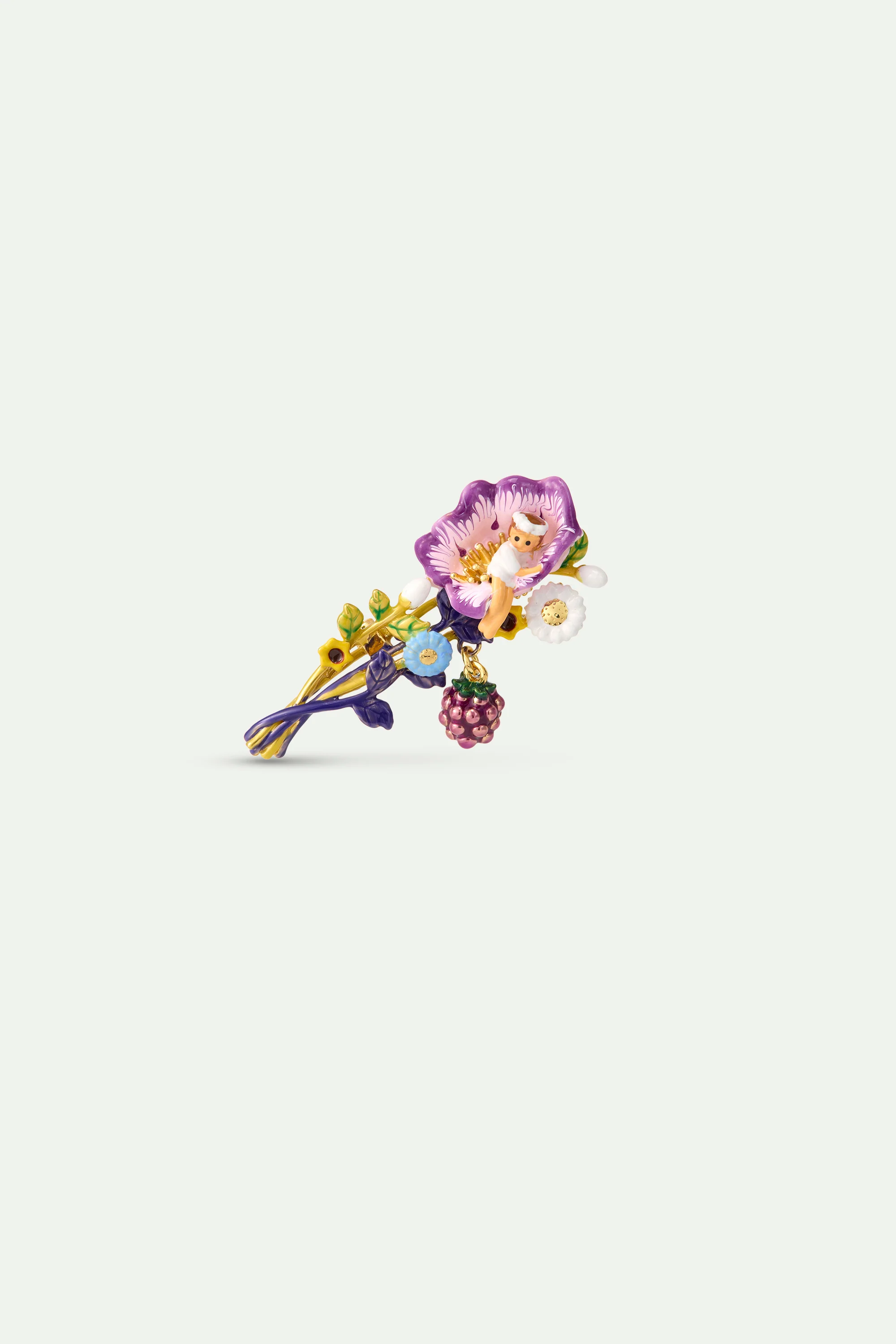 Broche bouquet de fleurs et Petite Poucette