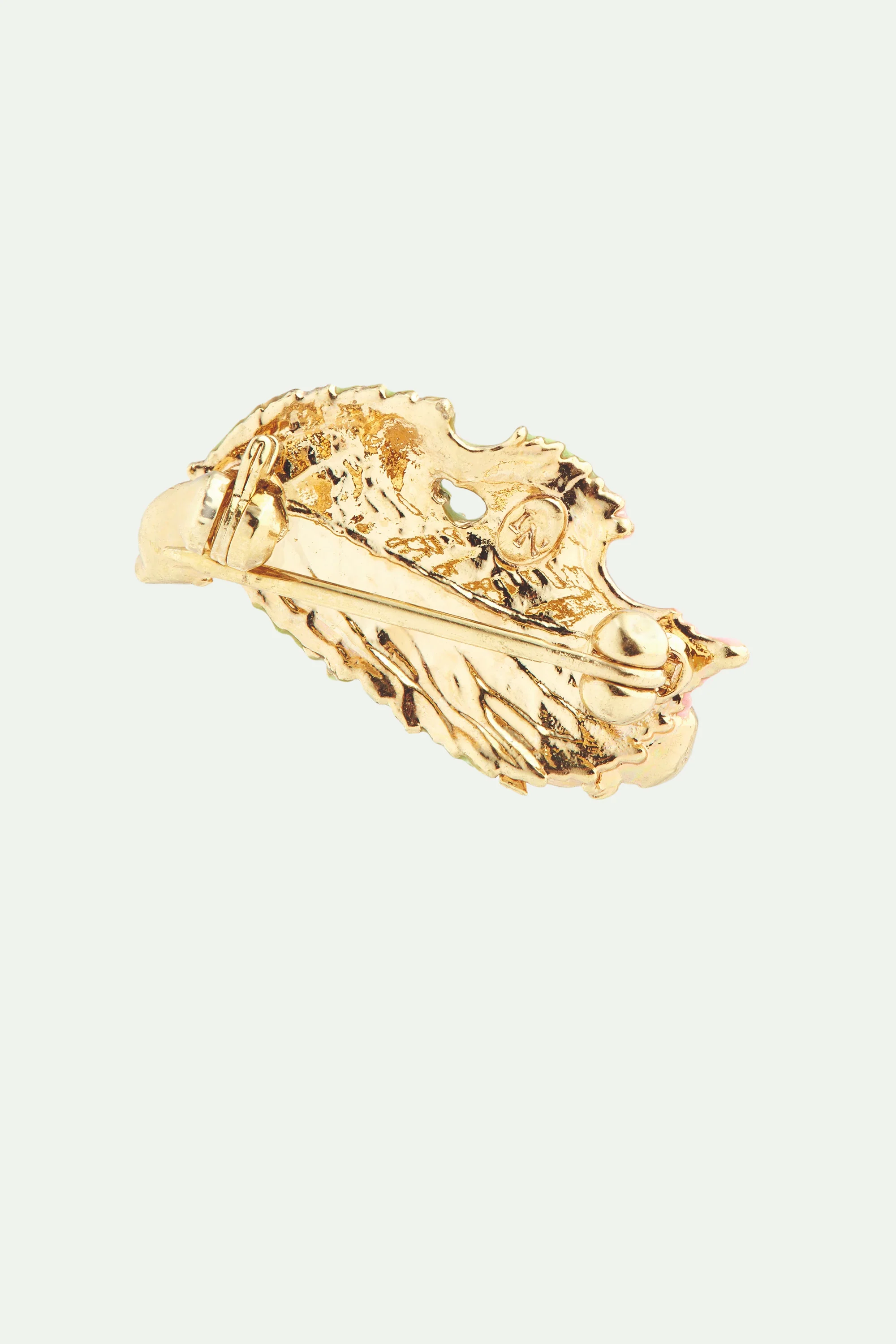 Broche perles de culture et feuille de rosier - Image 2