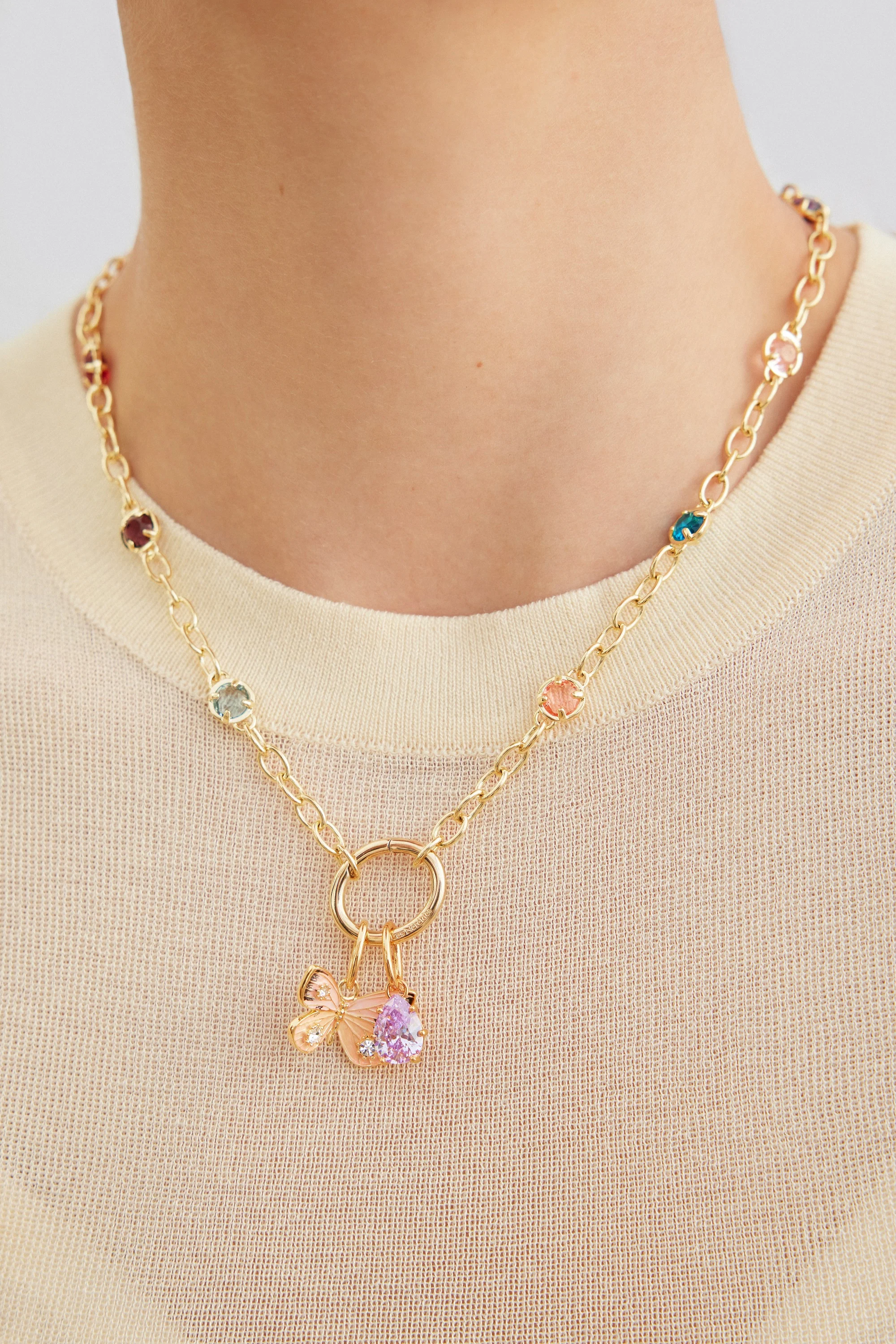 Chaine pour collier pendentif et cristaux multicolores - Image 3