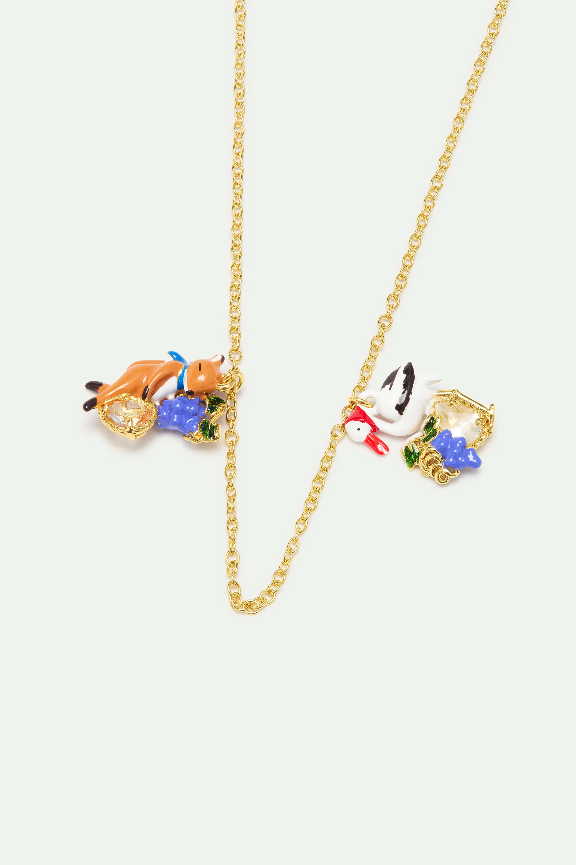 Collier fin le Renard et la Cigogne, raisin et verre facetté - Image 2
