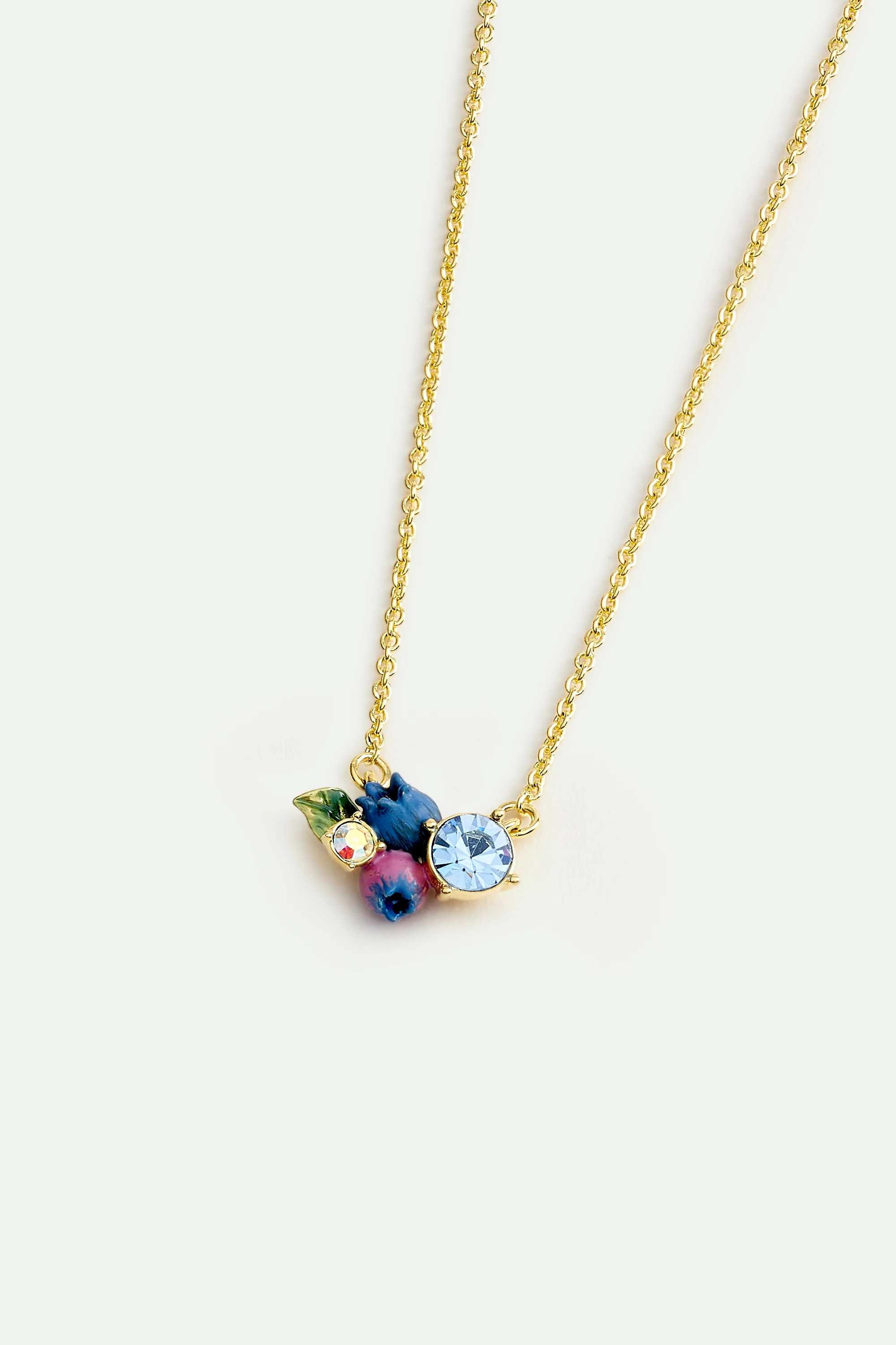 Collier fin myrtille et pierres rondes blanche et bleue - Image 2