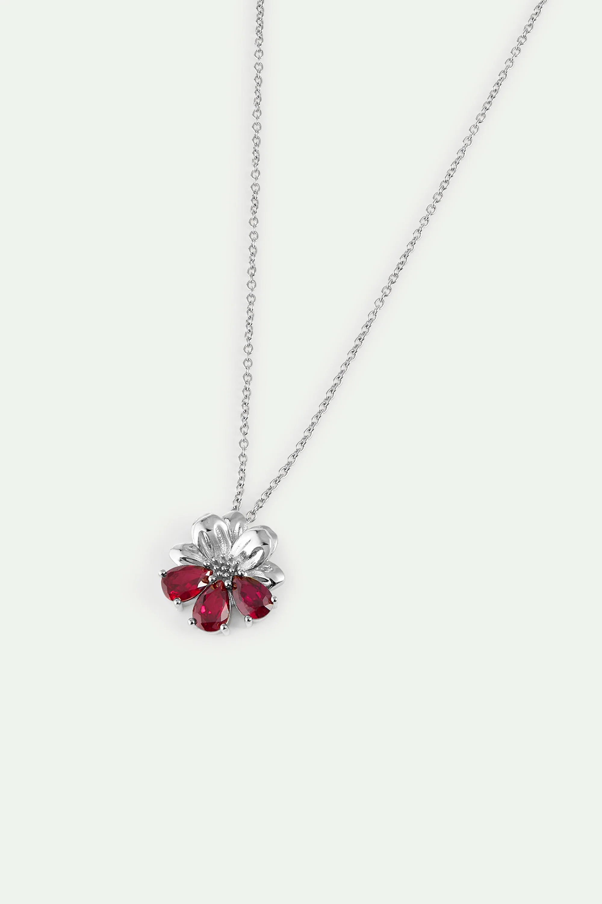 Collier pendentif argenté cosmos et pierres rouges - Image 2