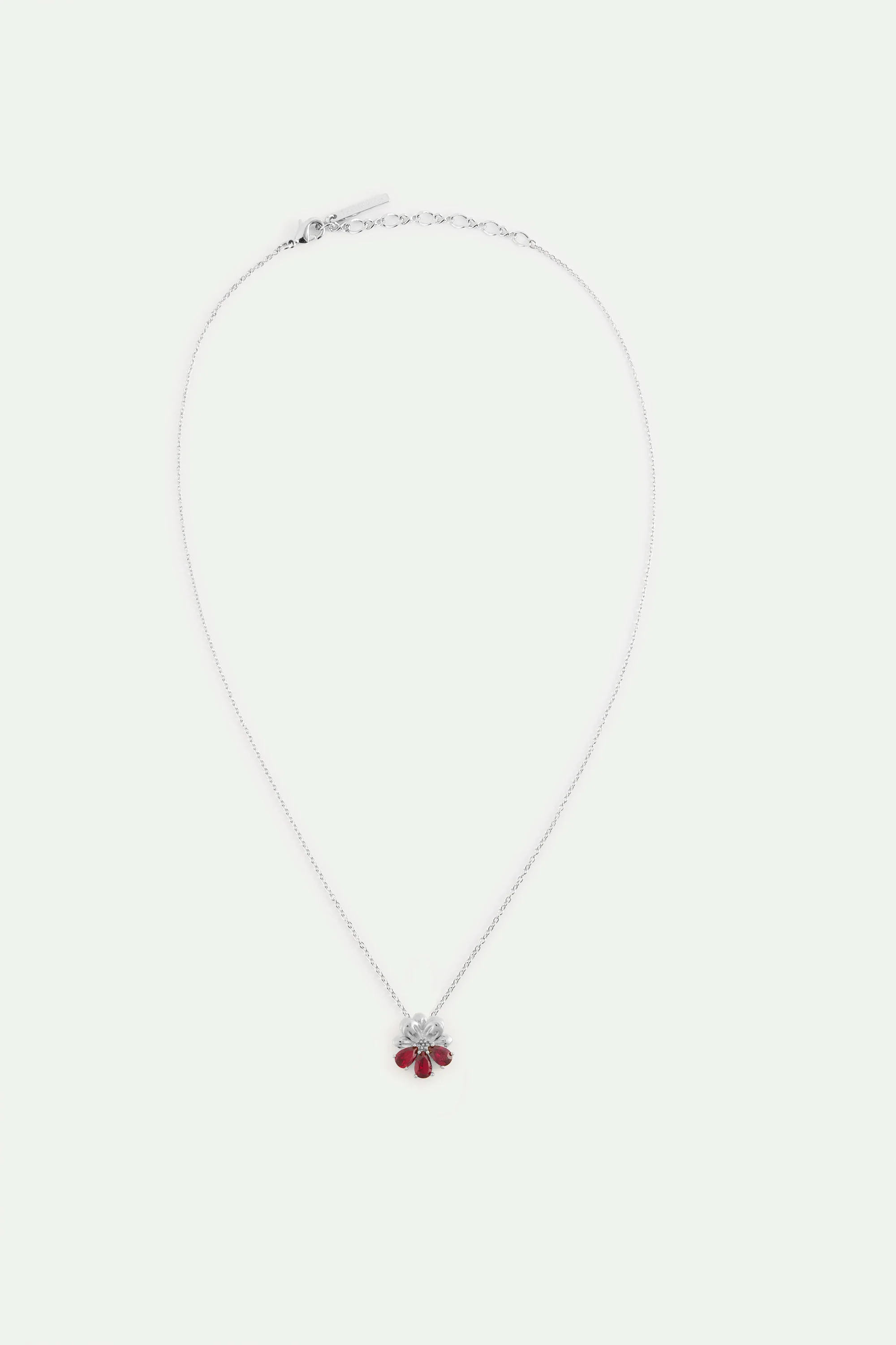 Collier pendentif argenté cosmos et pierres rouges - Image 3