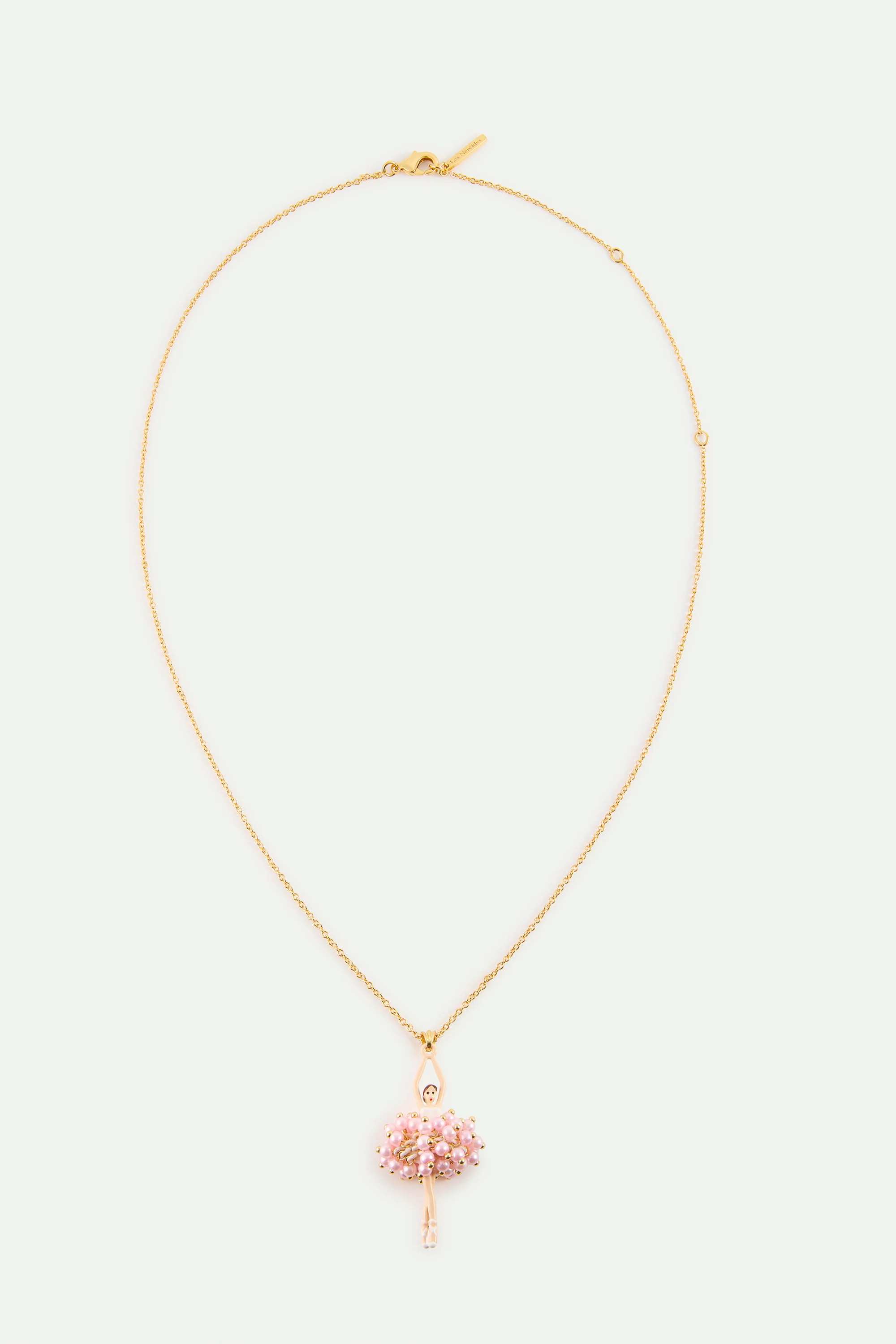 Collier pendentif Ballerine perles roses et cristal blanc - Image 4
