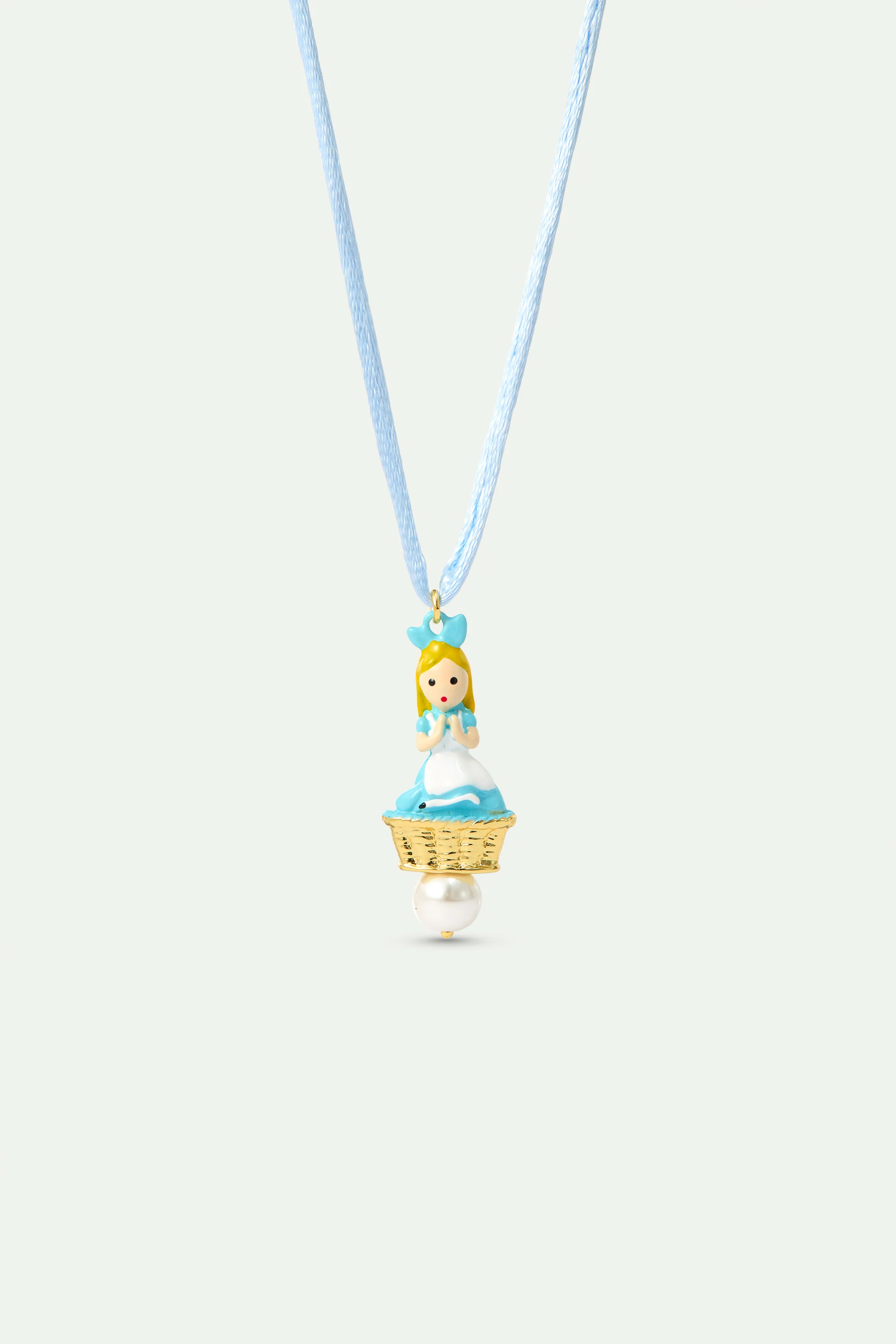 Collier pendentif bleu Alice et perle fantaisie