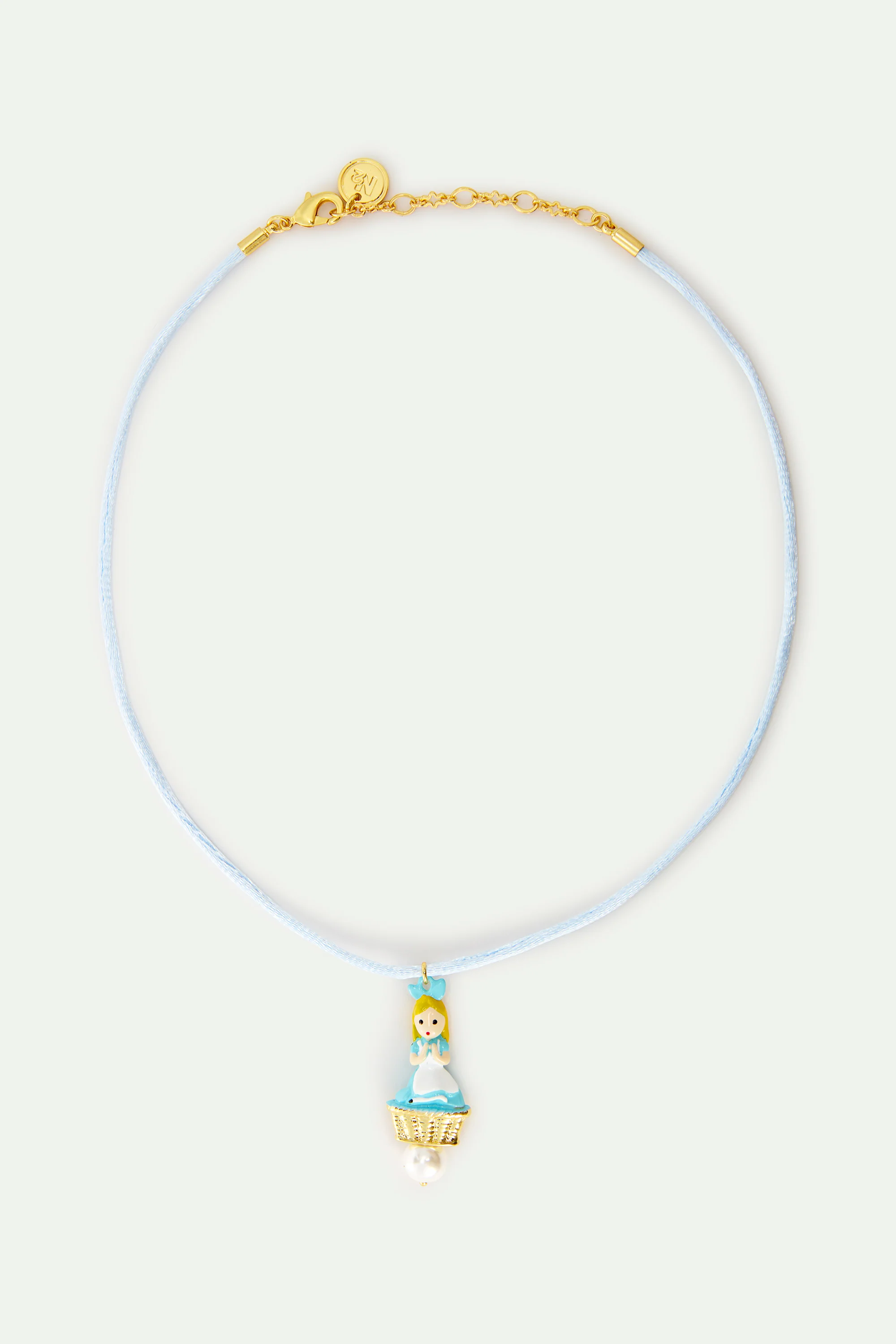 Collier pendentif bleu Alice et perle fantaisie - Image 3