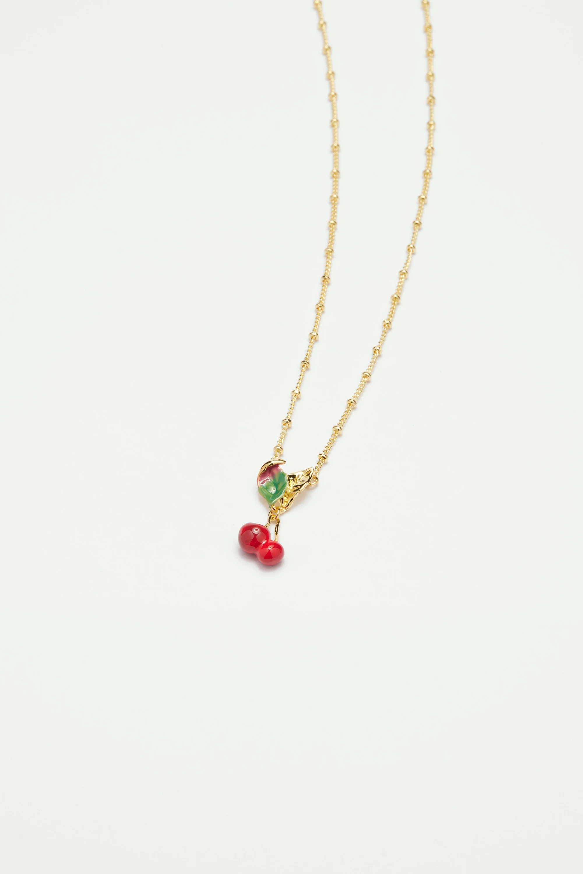 Collier pendentif cerises et feuilles - Image 2
