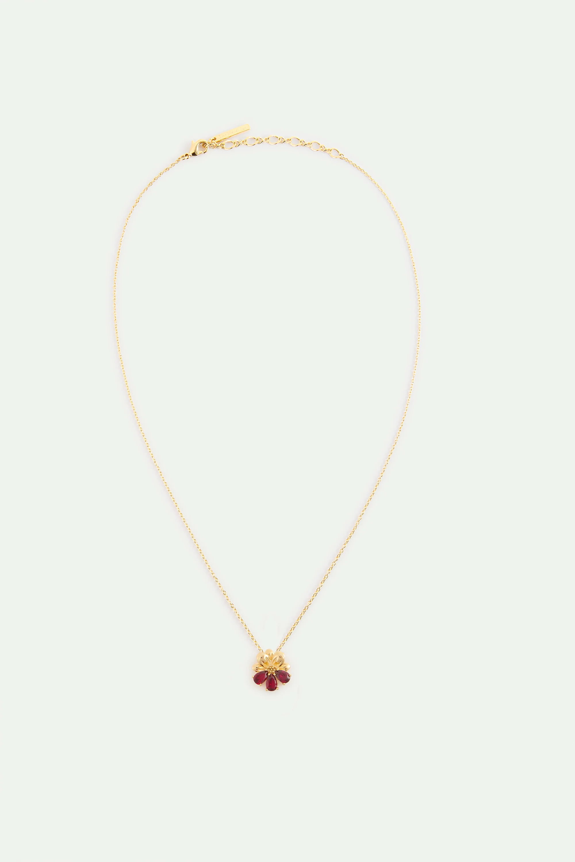 Collier pendentif doré cosmos et pierres rouges - Image 3