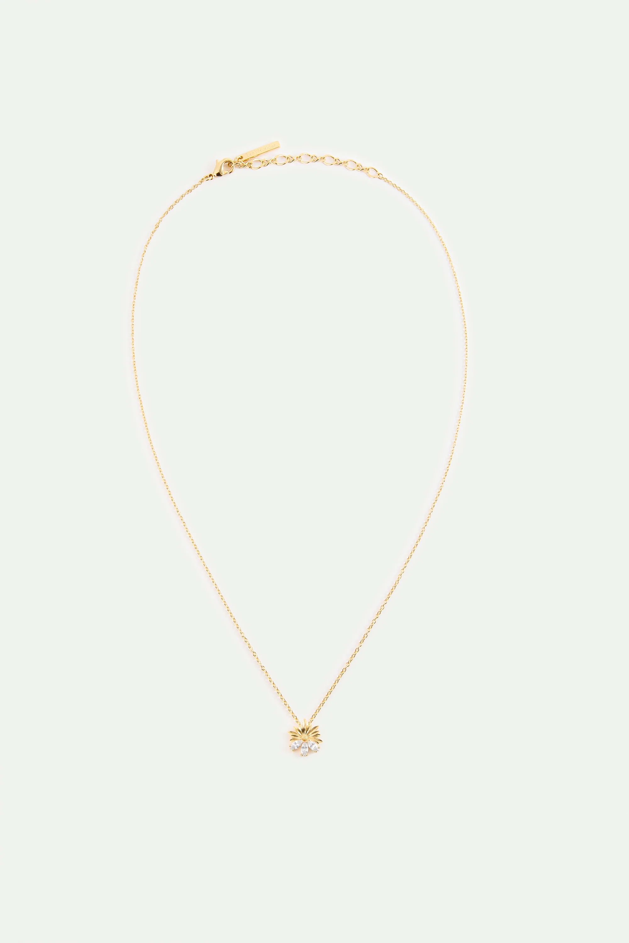 Collier pendentif doré marguerite et pierres blanches - Image 3