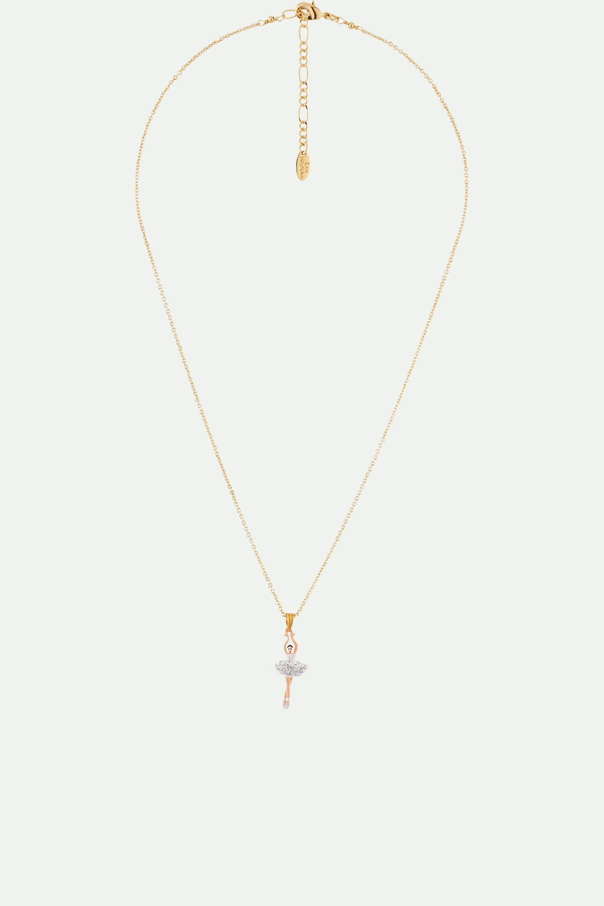 Collier pendentif mini ballerine blanche en strass