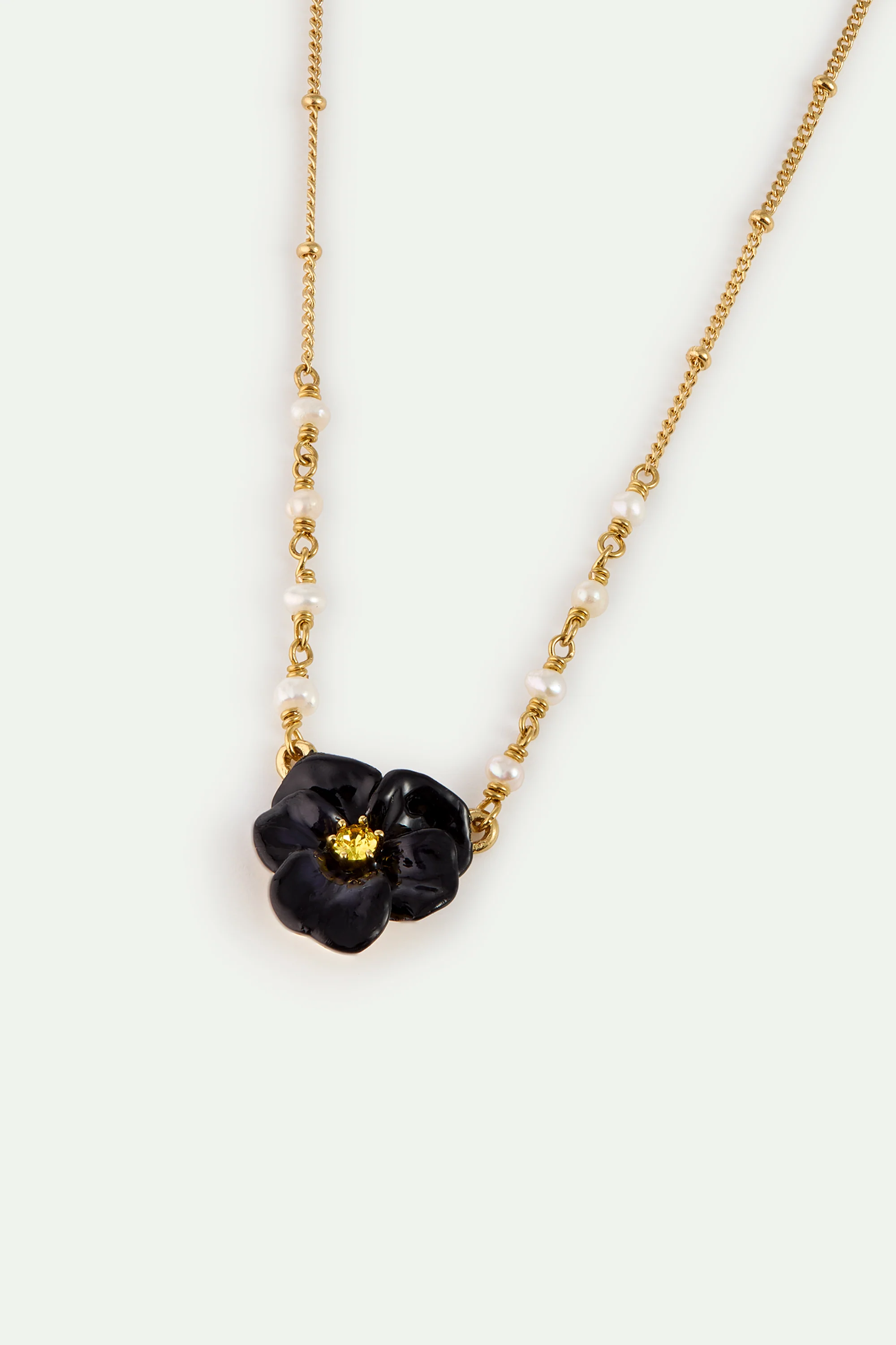 Collier pensée noire et cristal taillé - Image 2