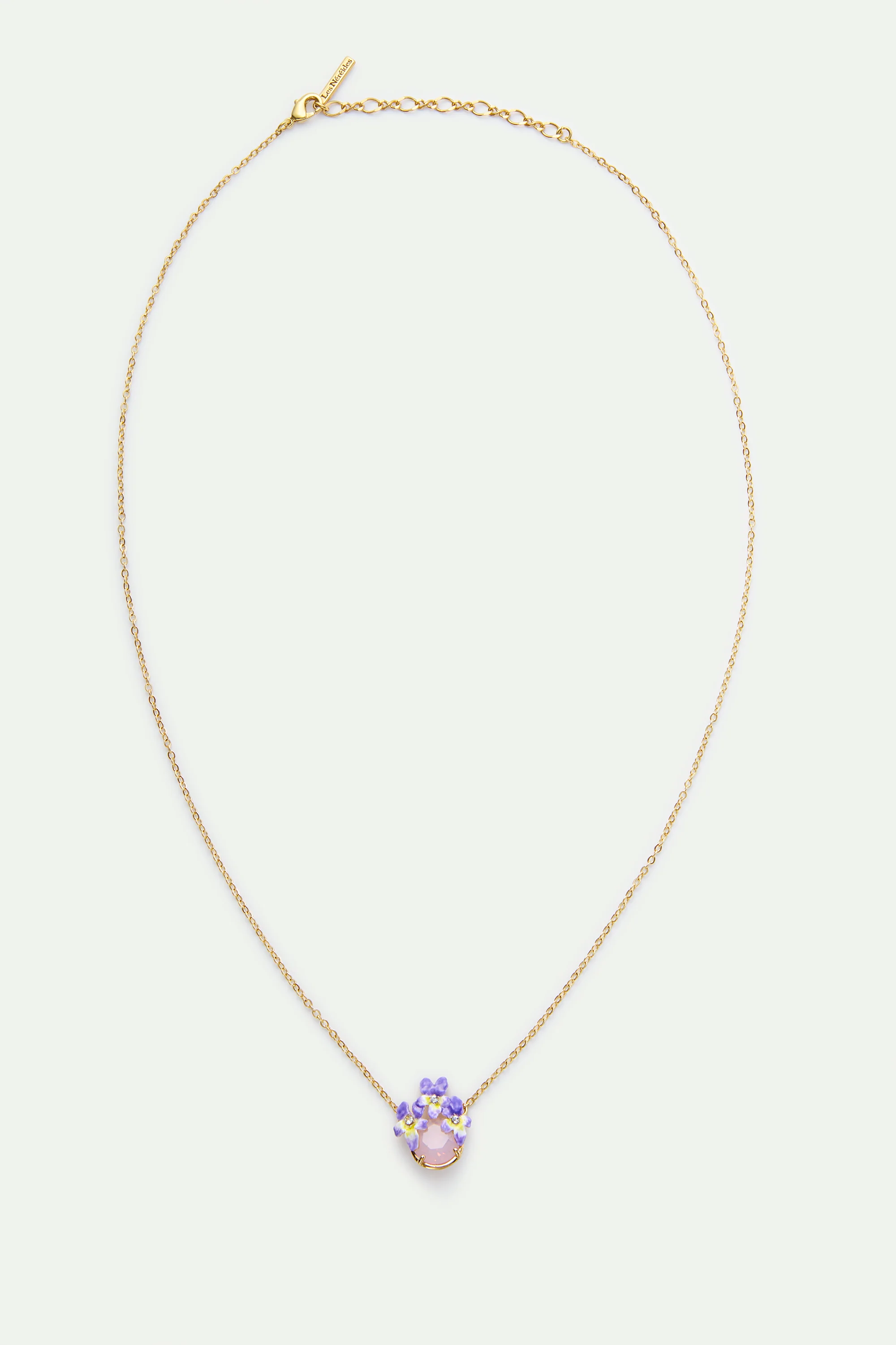 Collier pierre ronde facettée rose et violettes - Image 4