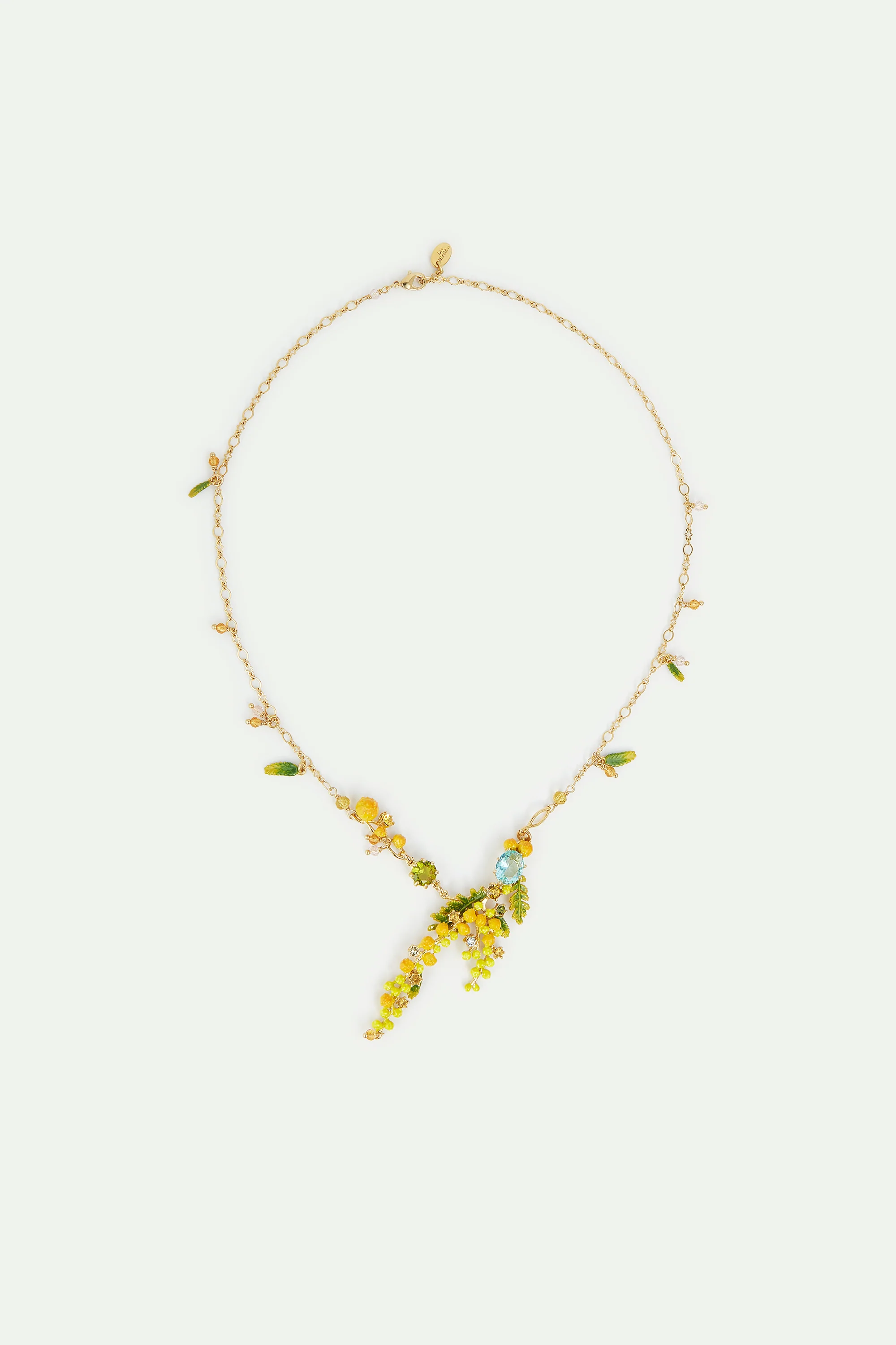 Collier plastron branches de mimosa, fougères et petites feuilles - Image 3