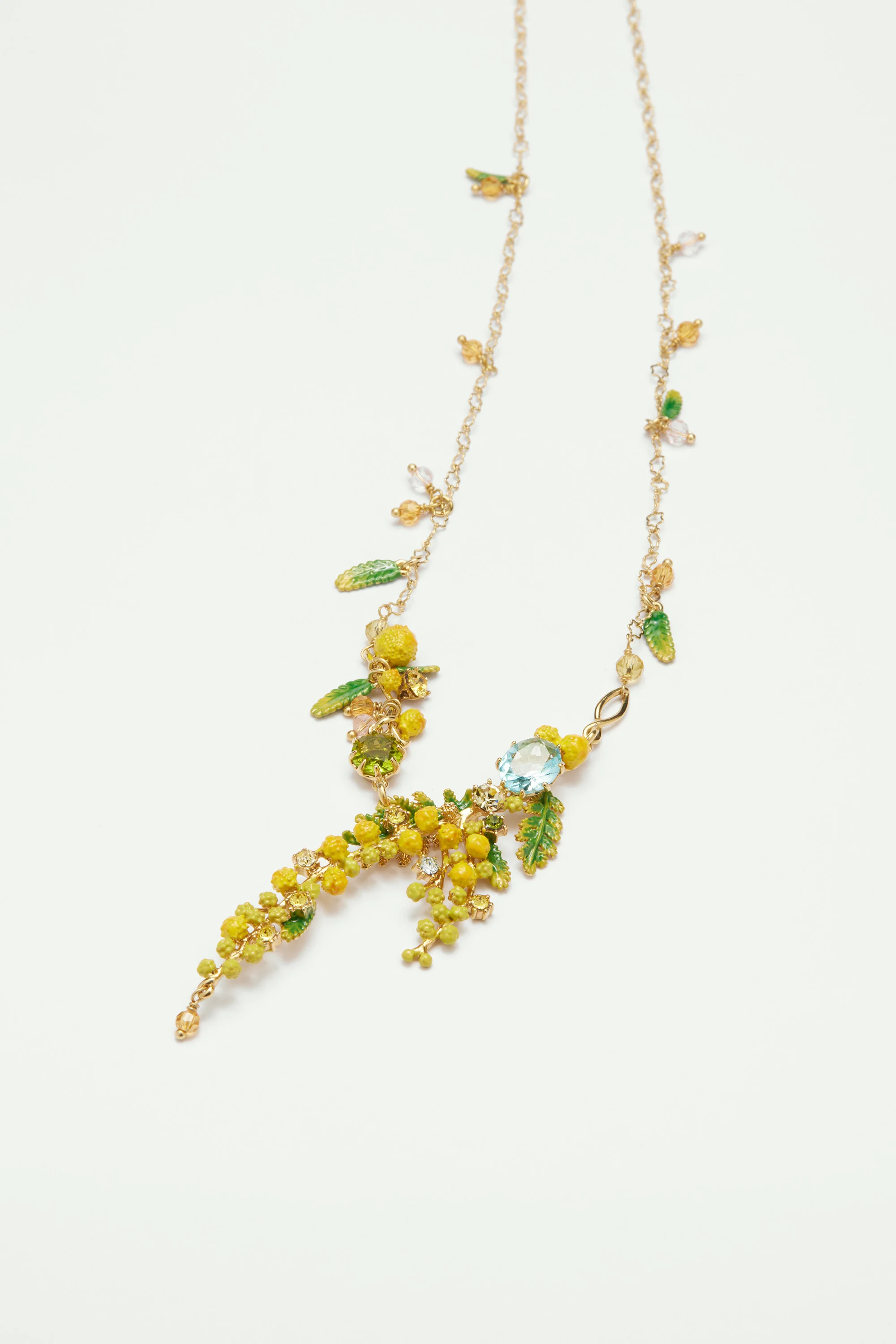 Collier plastron branches de mimosa, fougères et petites feuilles - Image 4