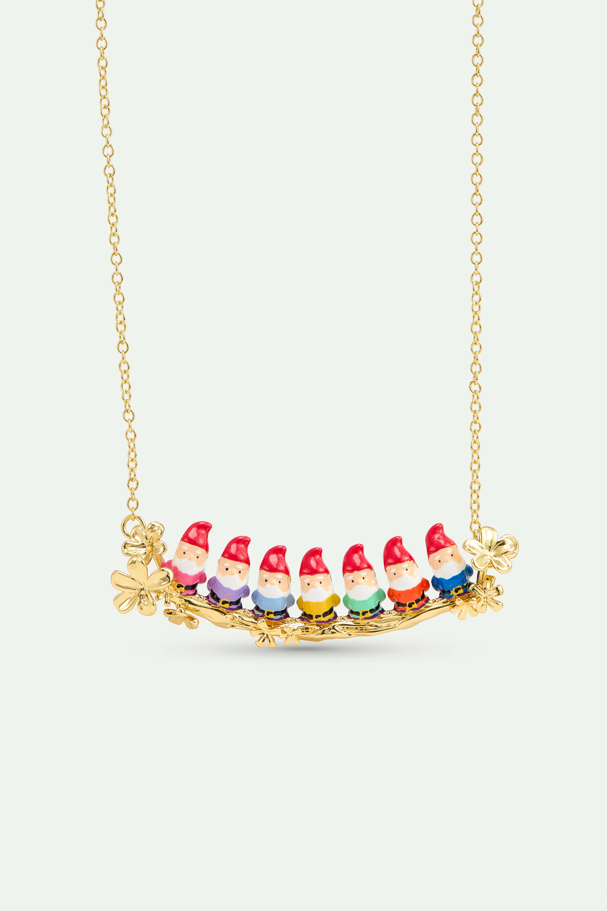 Collier plastron les Sept Nains et fleurs dorées