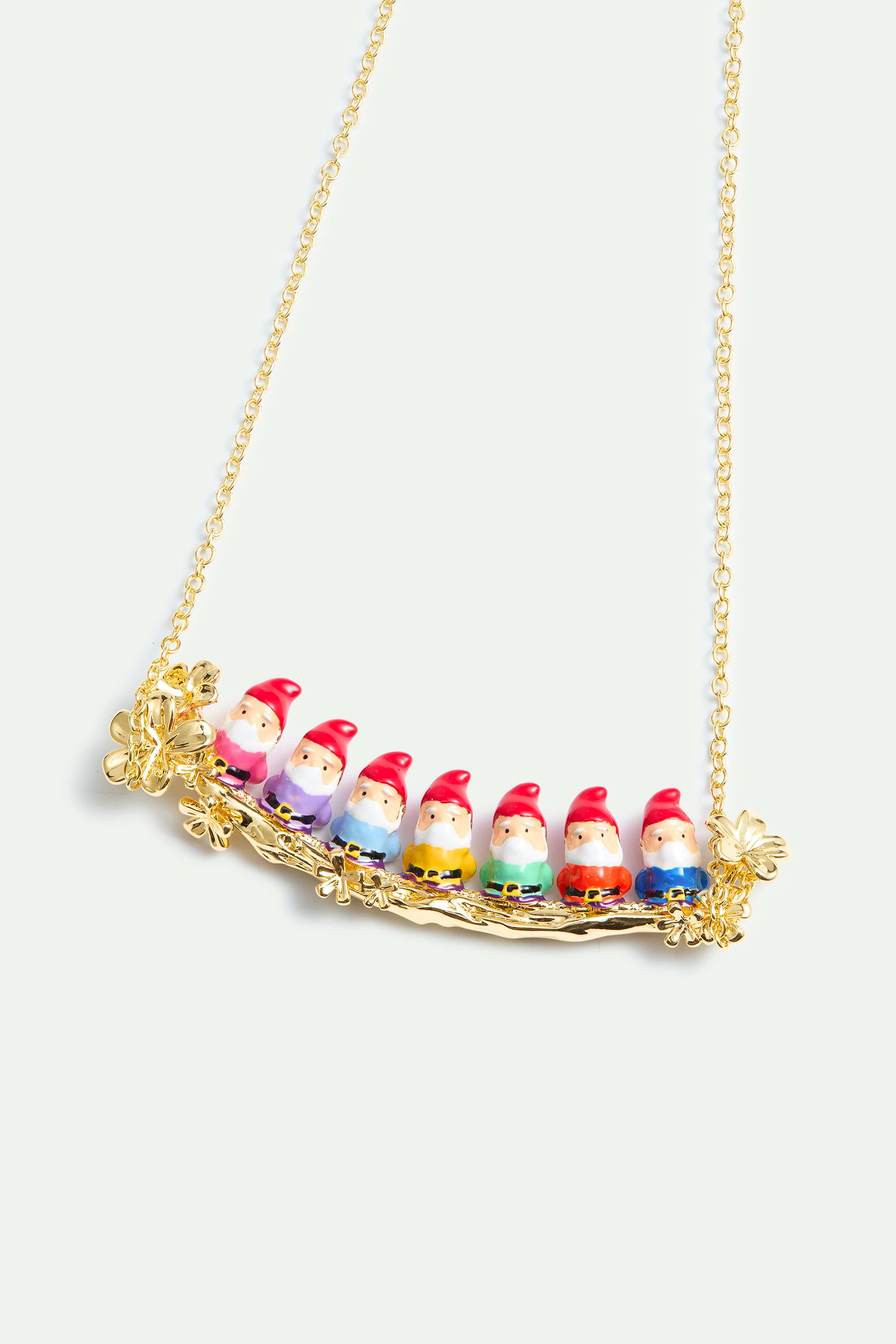 Collier plastron les Sept Nains et fleurs dorées - Image 2